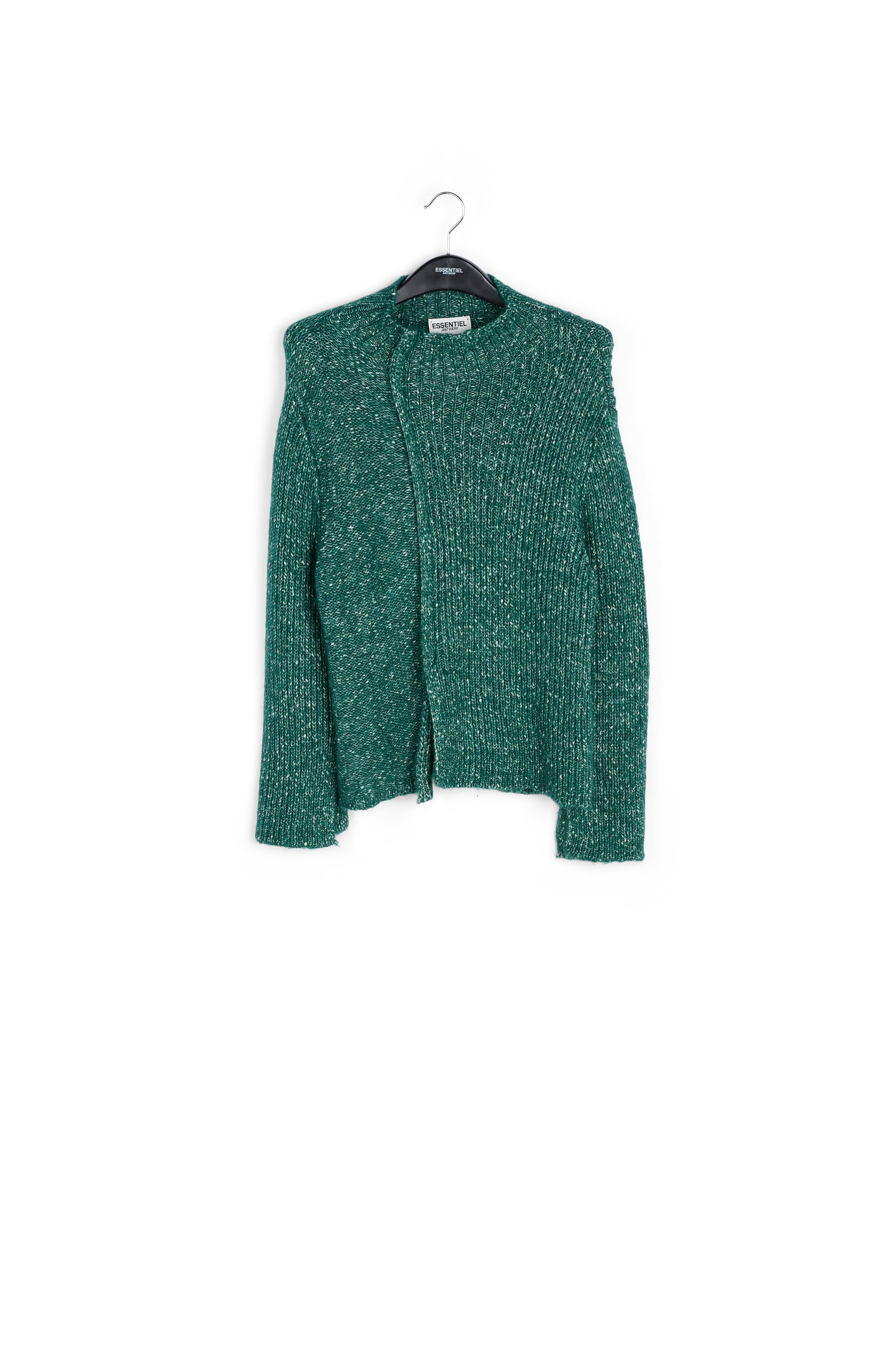 Pull à col roulé en tricot vert foncé mêlé RE—SSENTIEL | Essentiel second hand