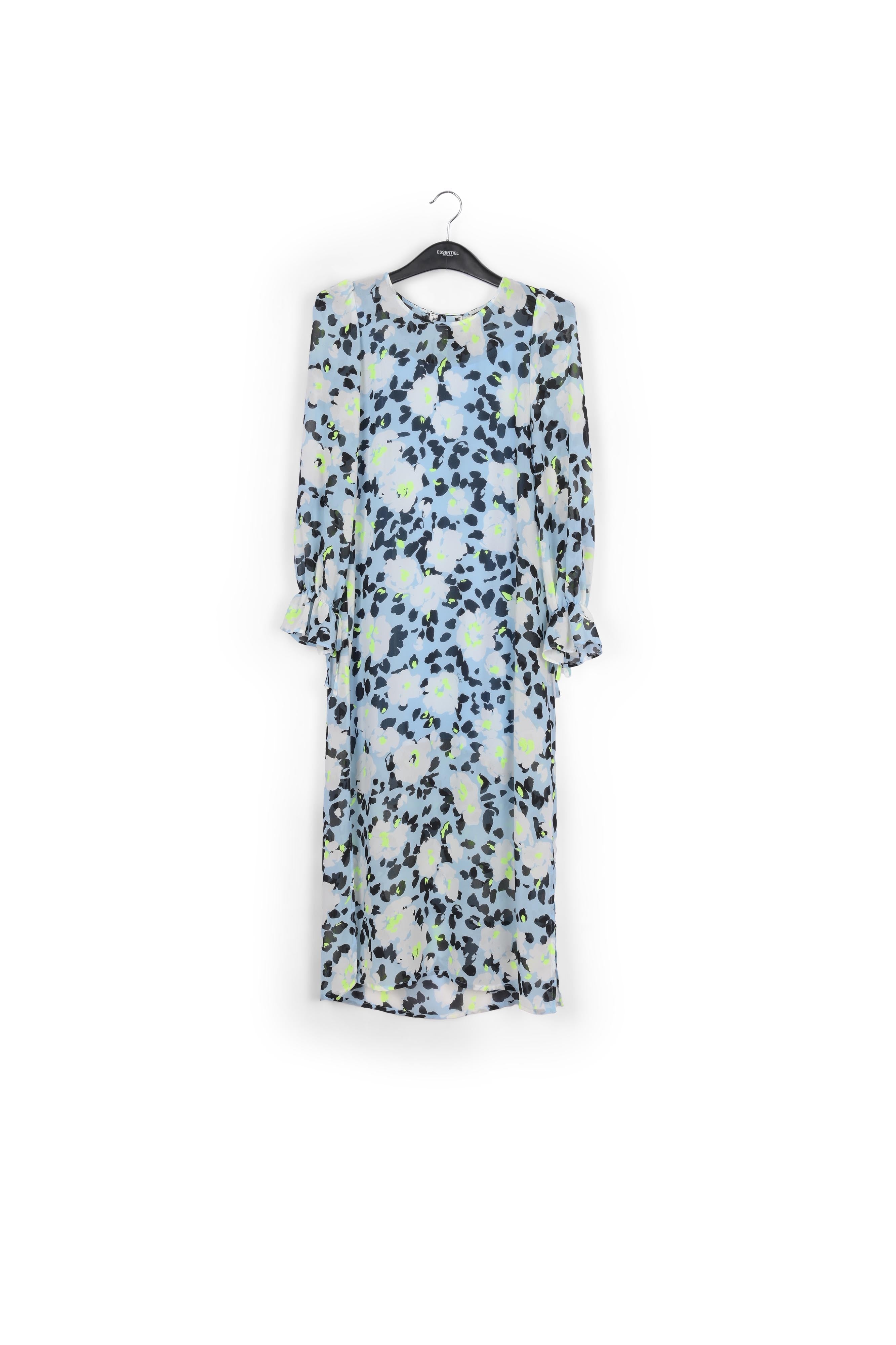 Light blue floral-print belted midi dress RE—SSENTIEL | Essentiel second hand