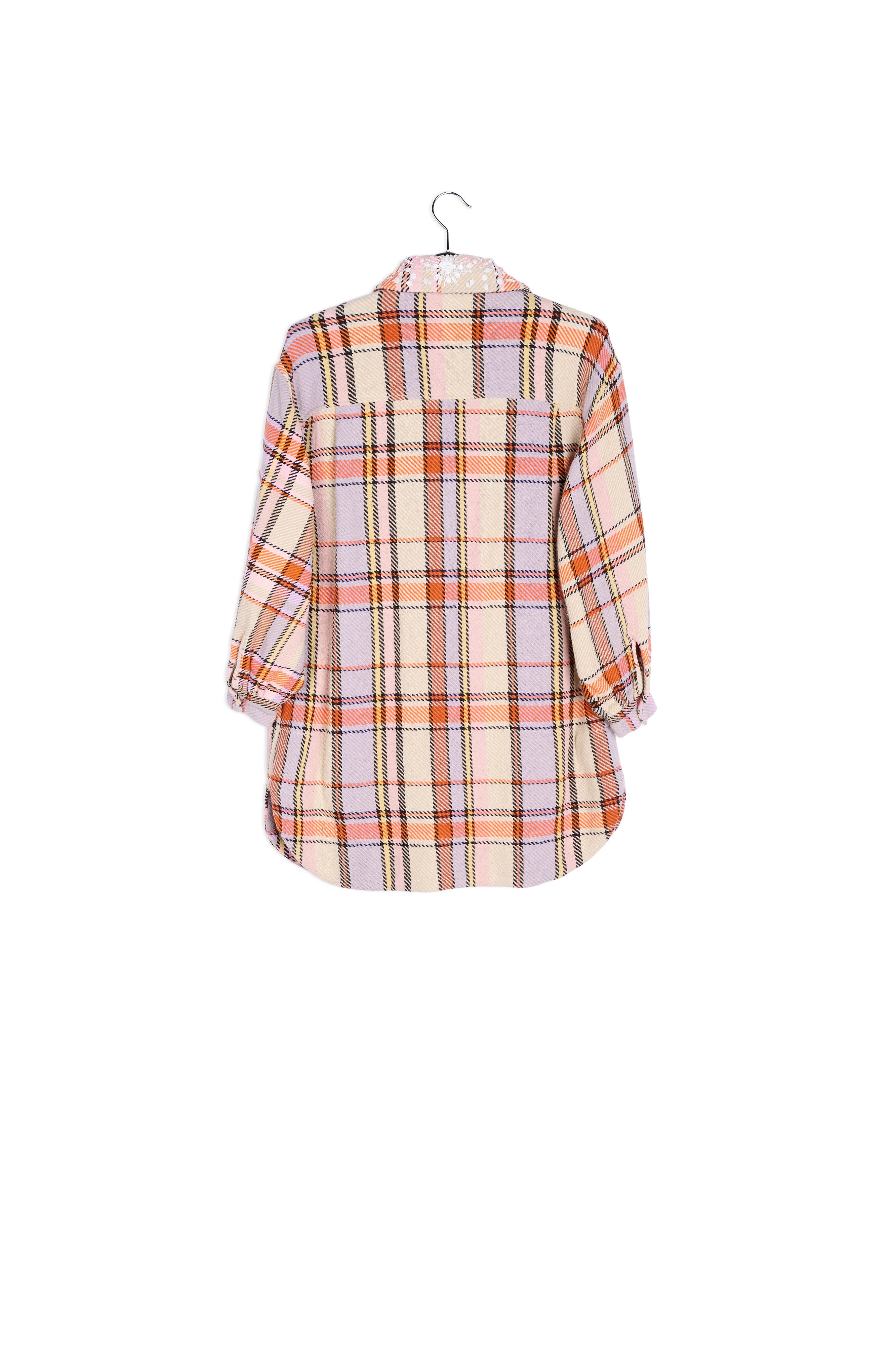 Lilac, orange and light pink checked shirt jacket RE—SSENTIEL | Essentiel second hand