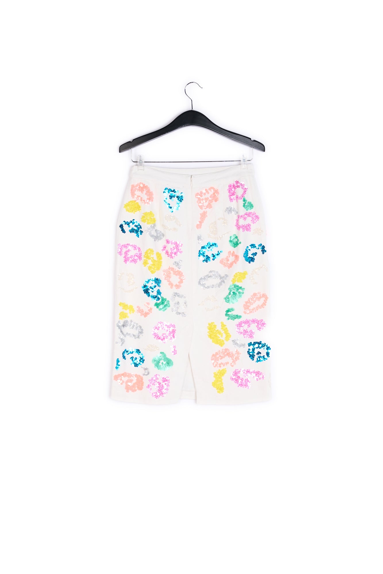 Off-white sequined leopard print pencil skirt RE—SSENTIEL | Essentiel second hand