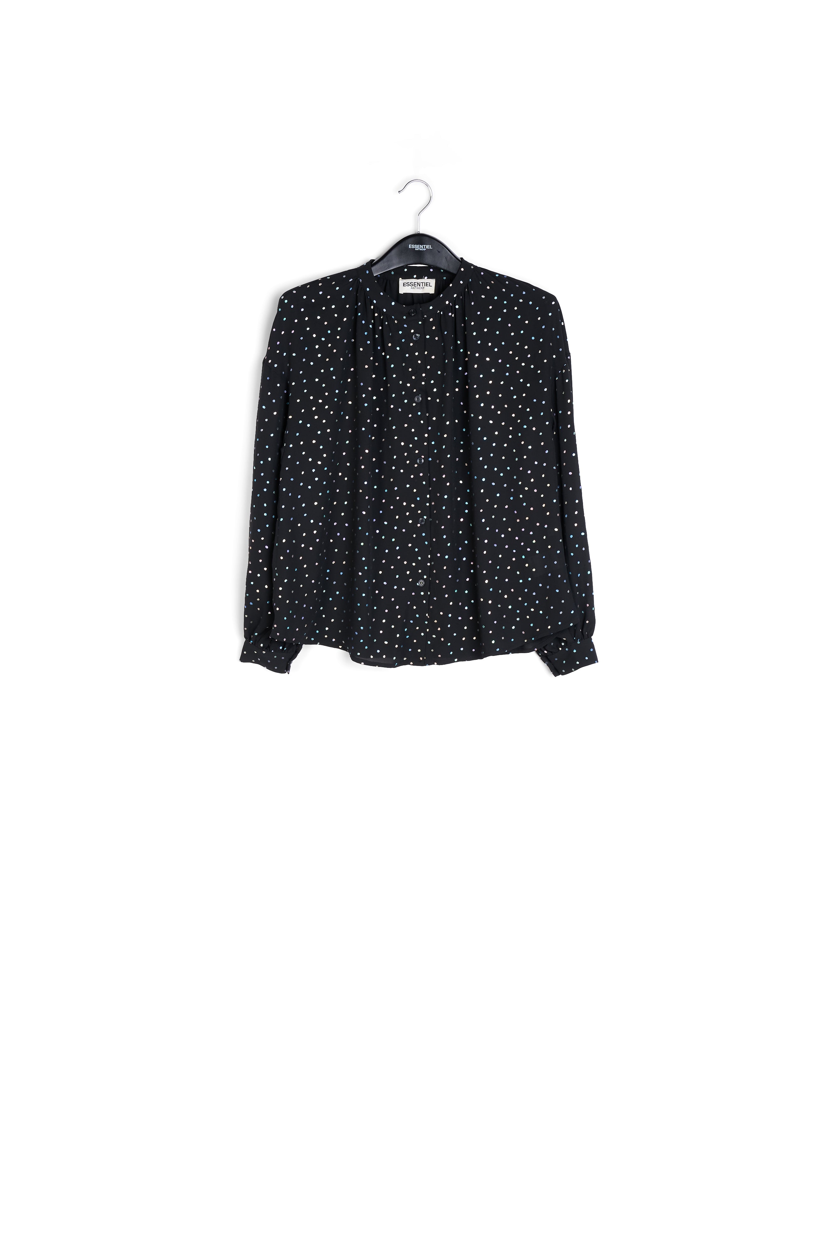 Black buttoned blouse with holographic polka dots RE—SSENTIEL | Essentiel second hand