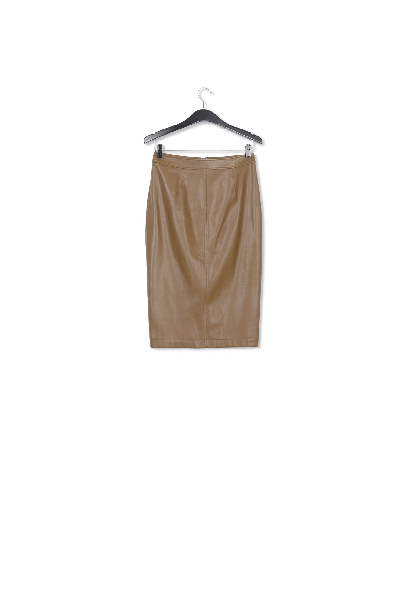 Khaki faux leather pencil skirt RE—SSENTIEL | Essentiel second hand