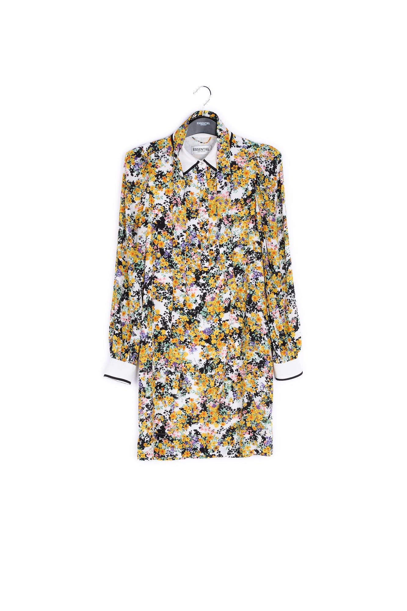 Off-white floral mini shirtdress RE—SSENTIEL | Essentiel second hand