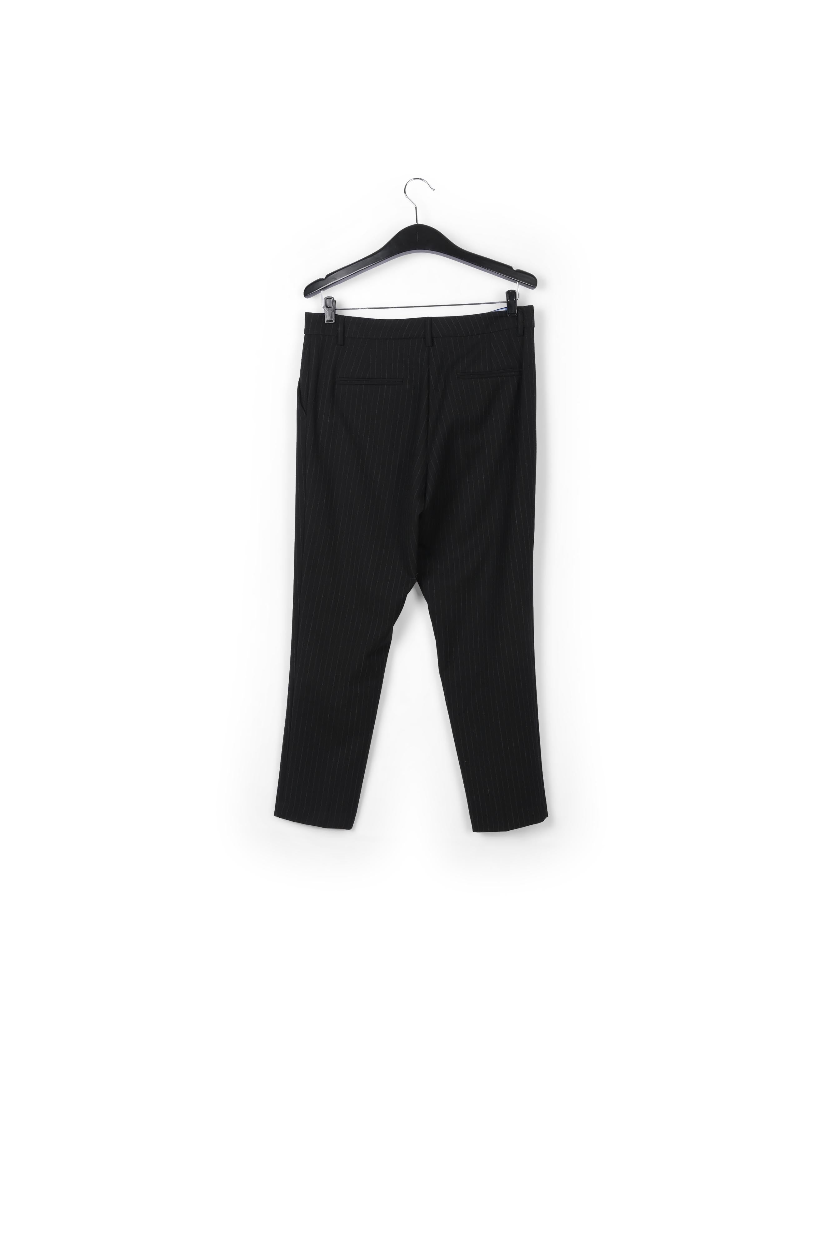 Zwarte, geklede broek met fijn streepmotief RE—SSENTIEL | Essentiel second hand