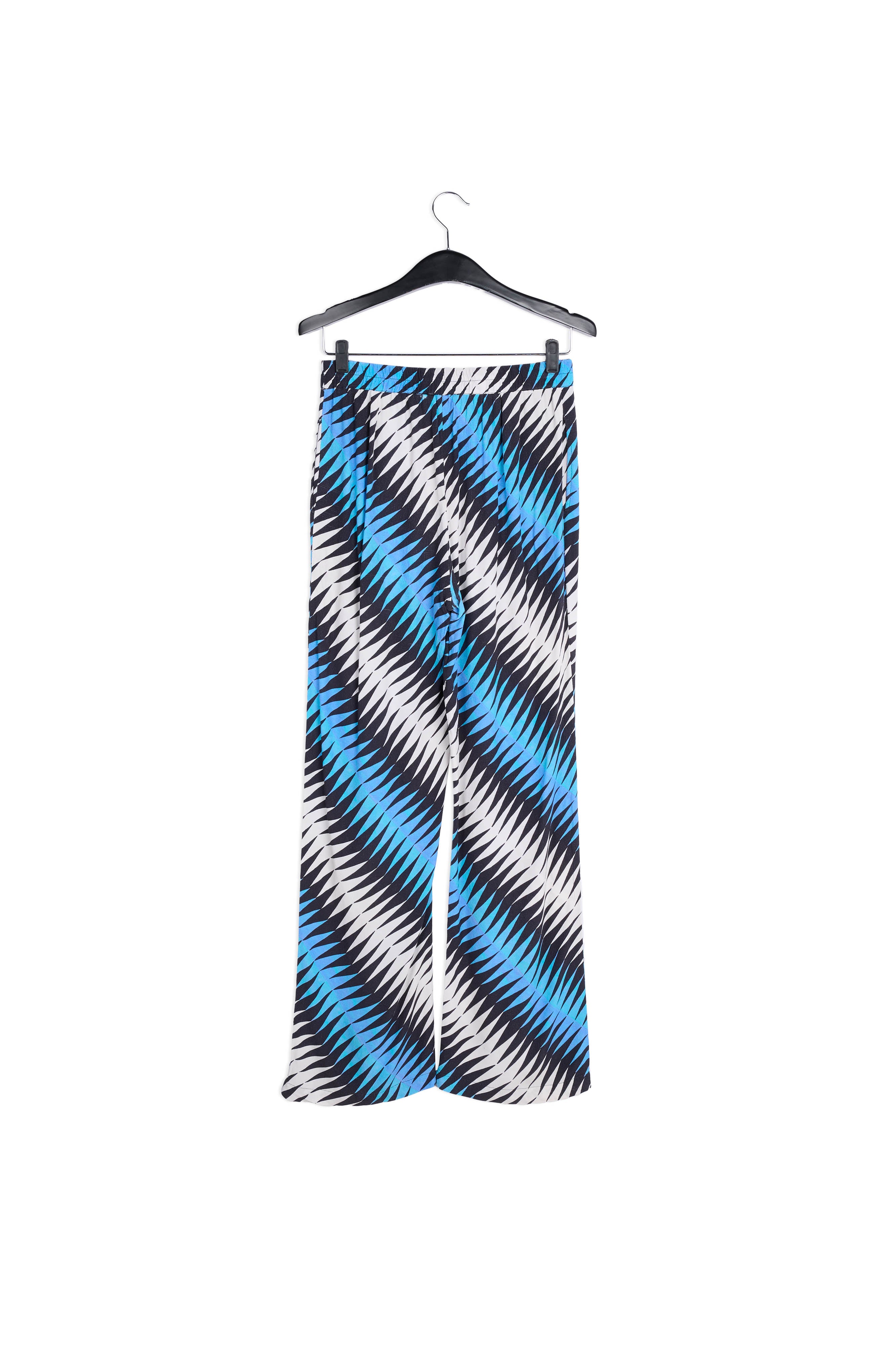 Blue, black and white graphic print wide-leg pants RE—SSENTIEL | Essentiel second hand
