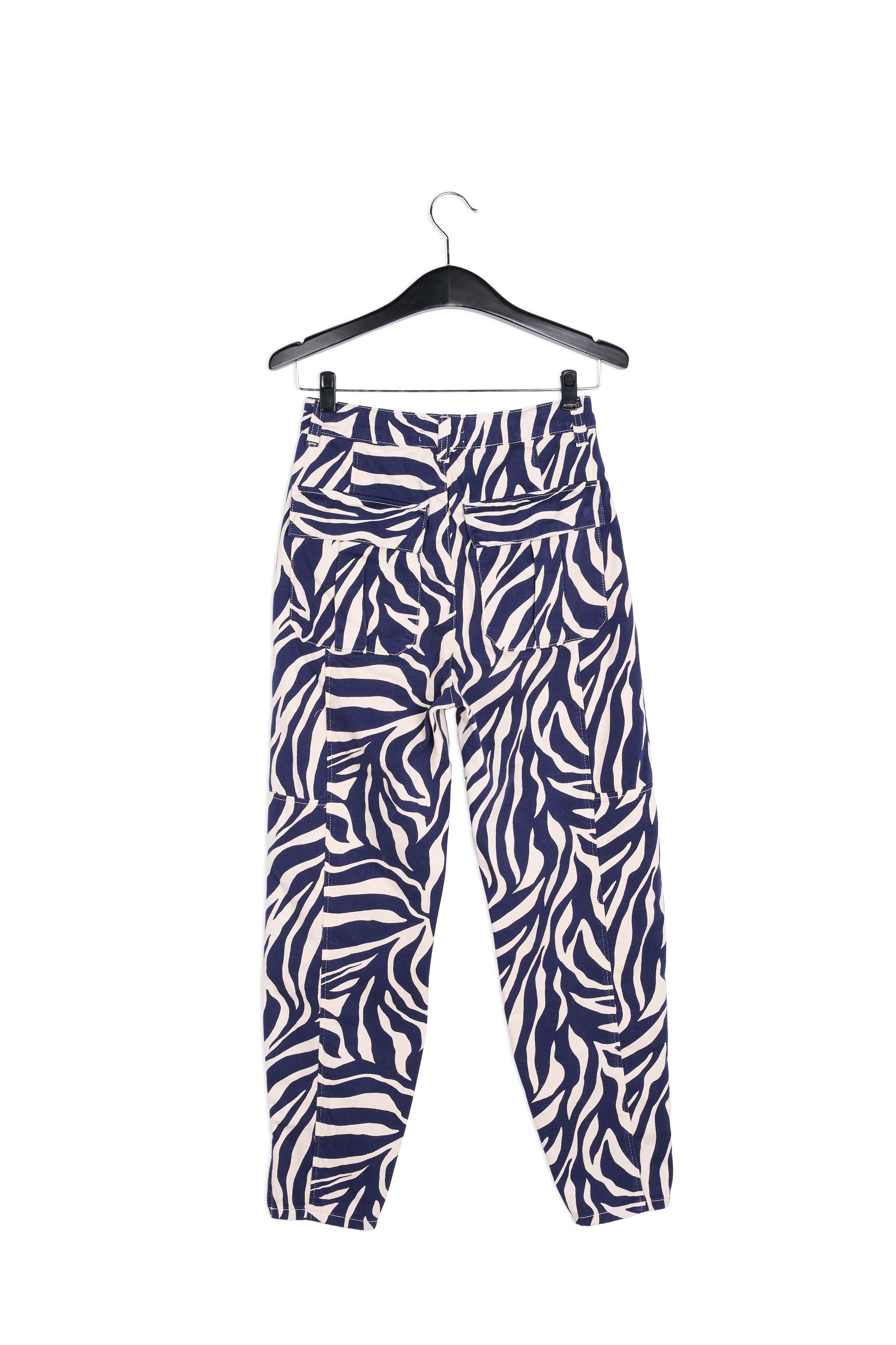 Off-white and navy blue zebra-print denim cargo pants RE—SSENTIEL | Essentiel second hand