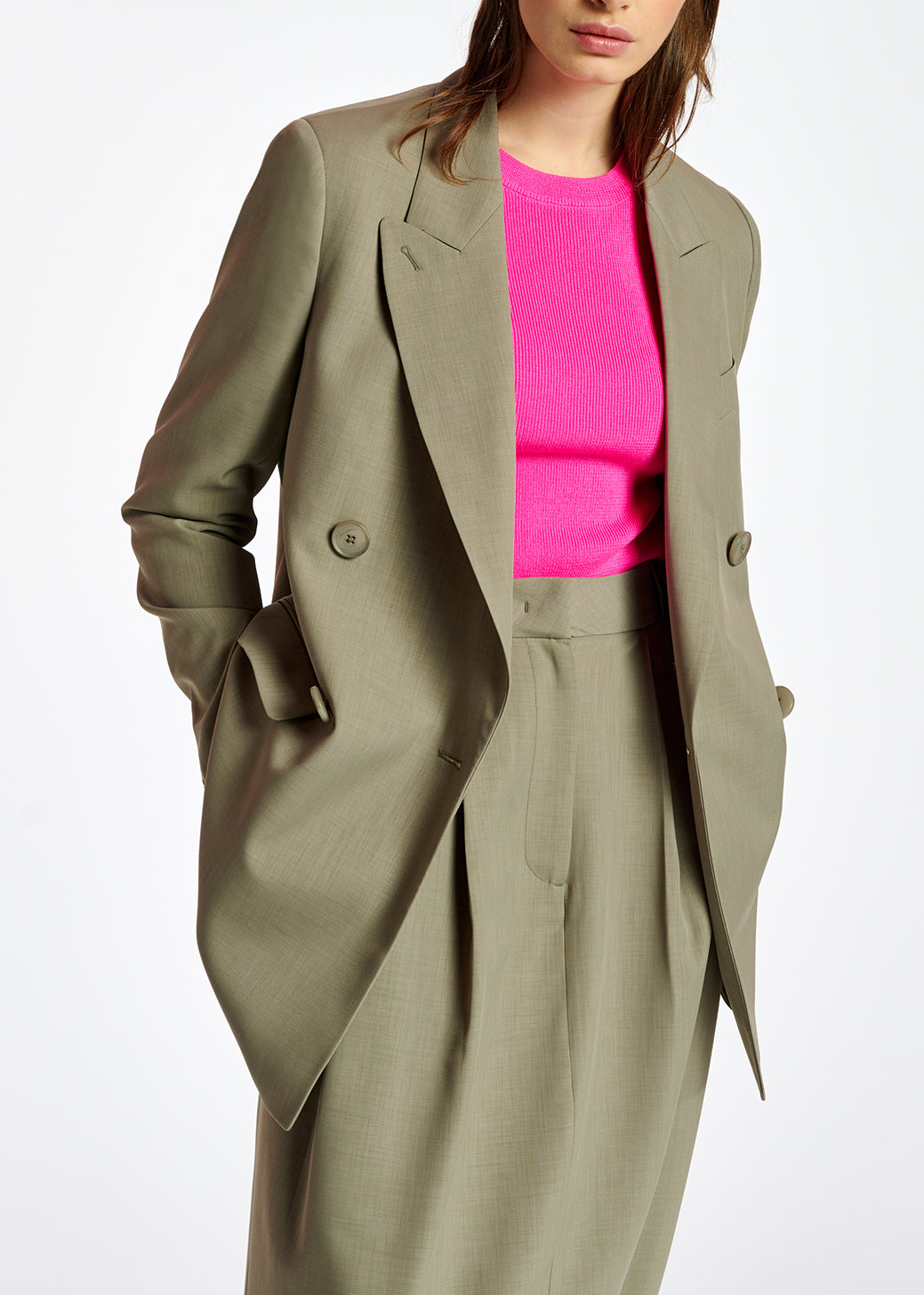 Blazer croisé kaki RE—SSENTIEL | Essentiel second hand