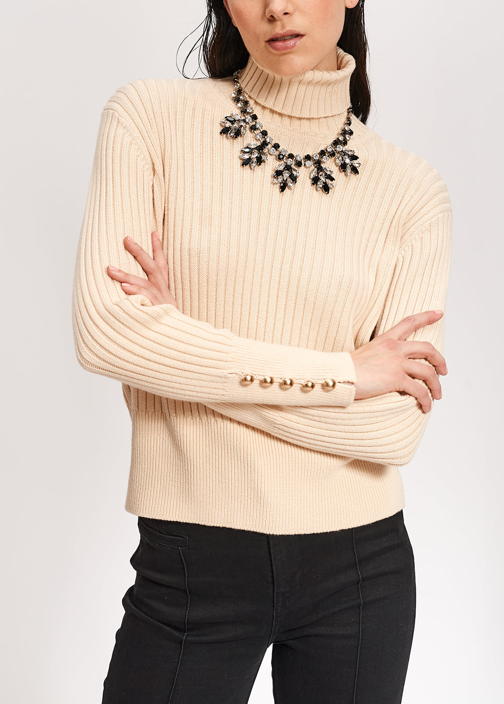 Off-white cotton and wool-blend turtleneck sweater RE—SSENTIEL | Essentiel second hand