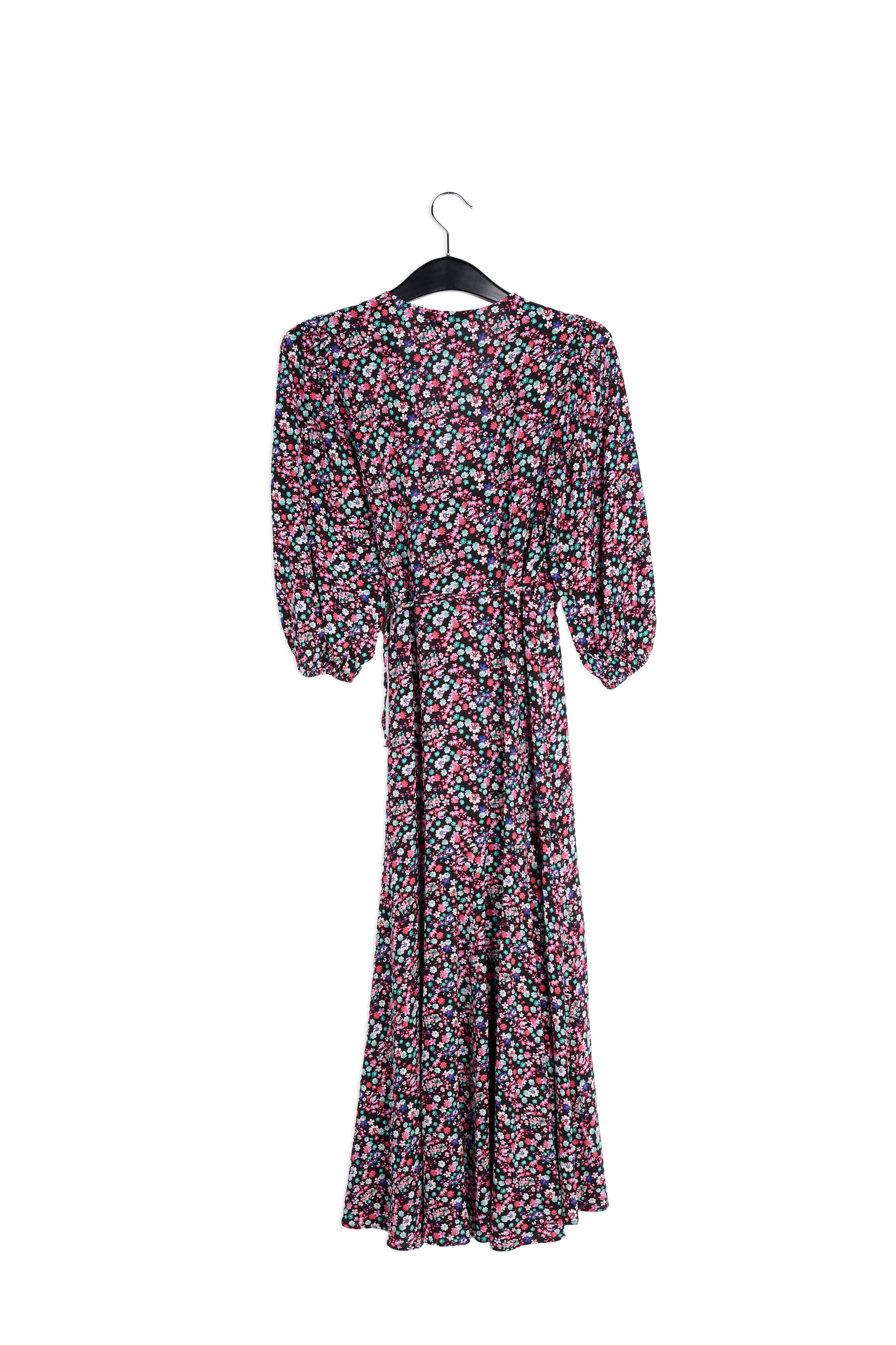 Black floral-print wrap maxi dress RE—SSENTIEL | Essentiel second hand