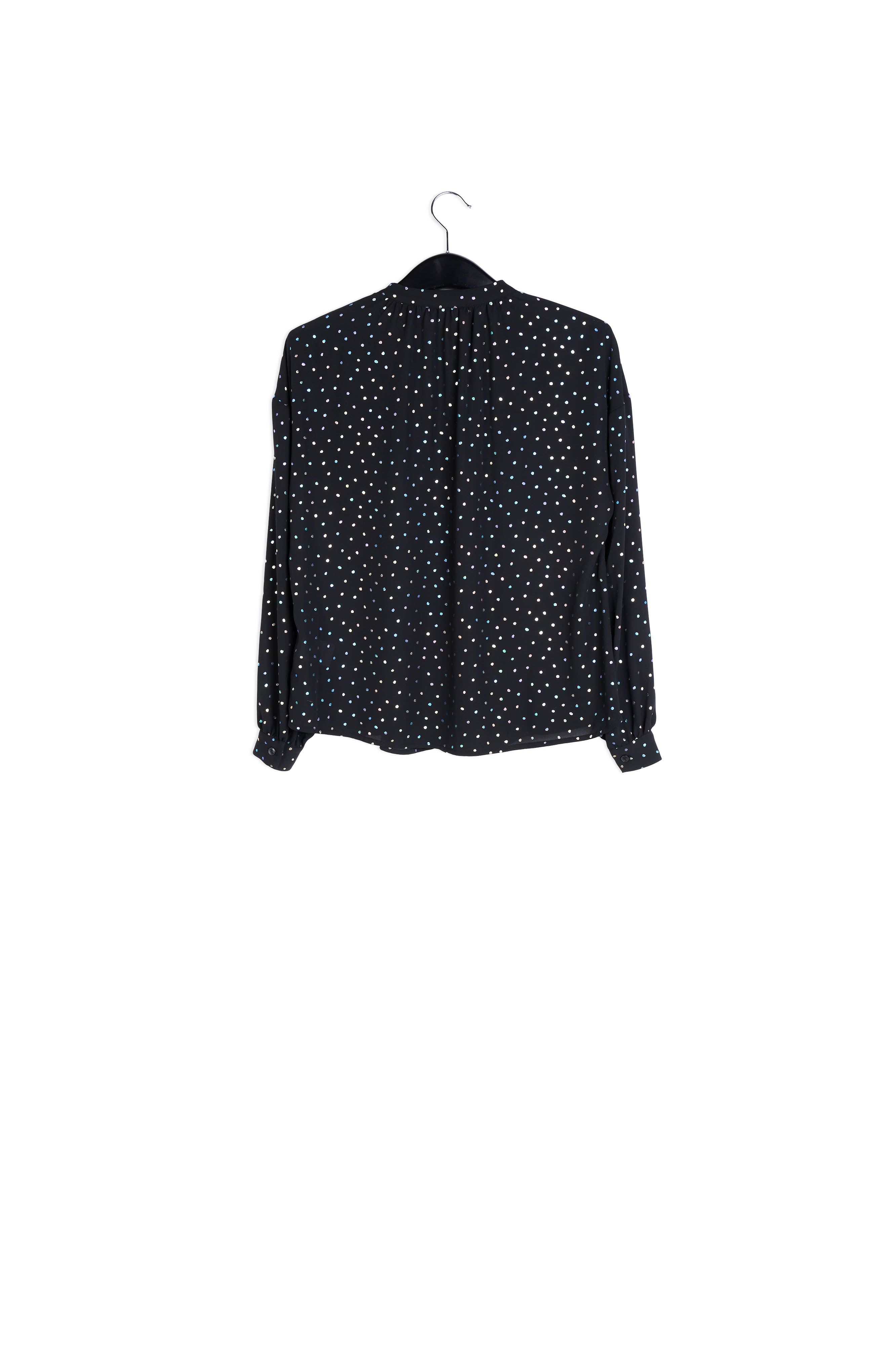 Black buttoned blouse with holographic polka dots RE—SSENTIEL | Essentiel second hand