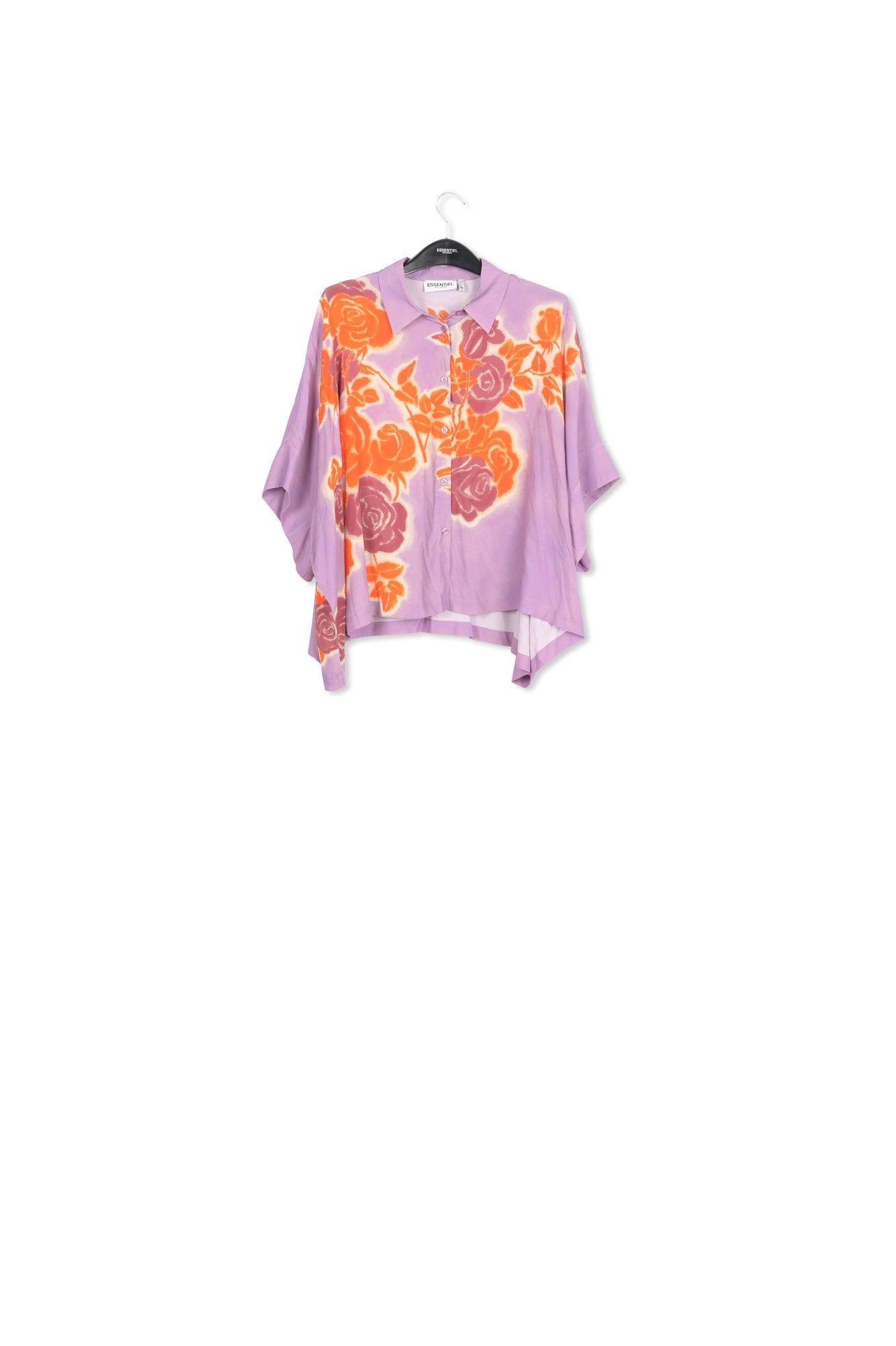 Oversized hemd met lila, oranje en paarse bloemenprint RE—SSENTIEL | Essentiel second hand