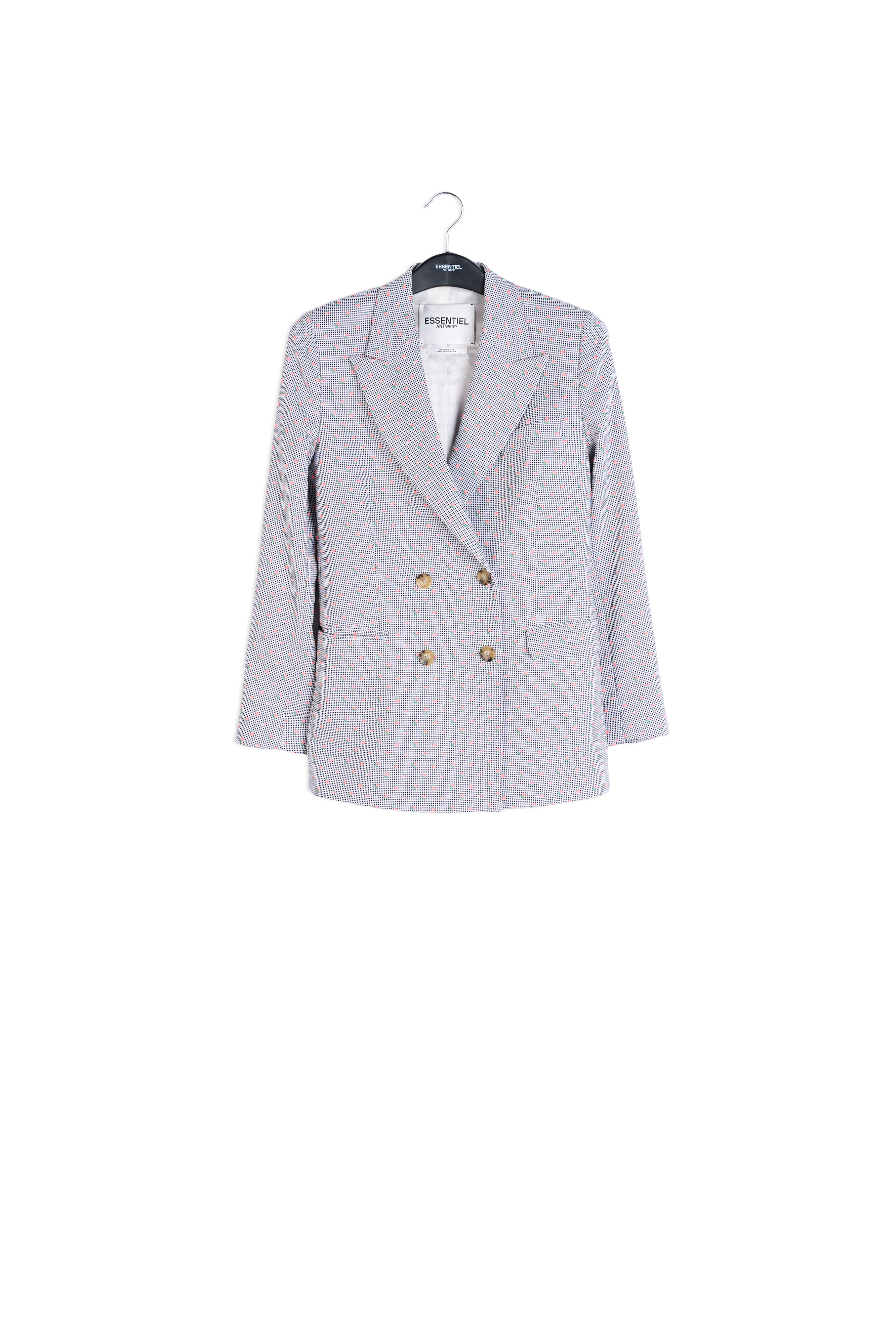 Veste croisée à imprimé vichy blanc cassé et noir RE—SSENTIEL | Essentiel second hand