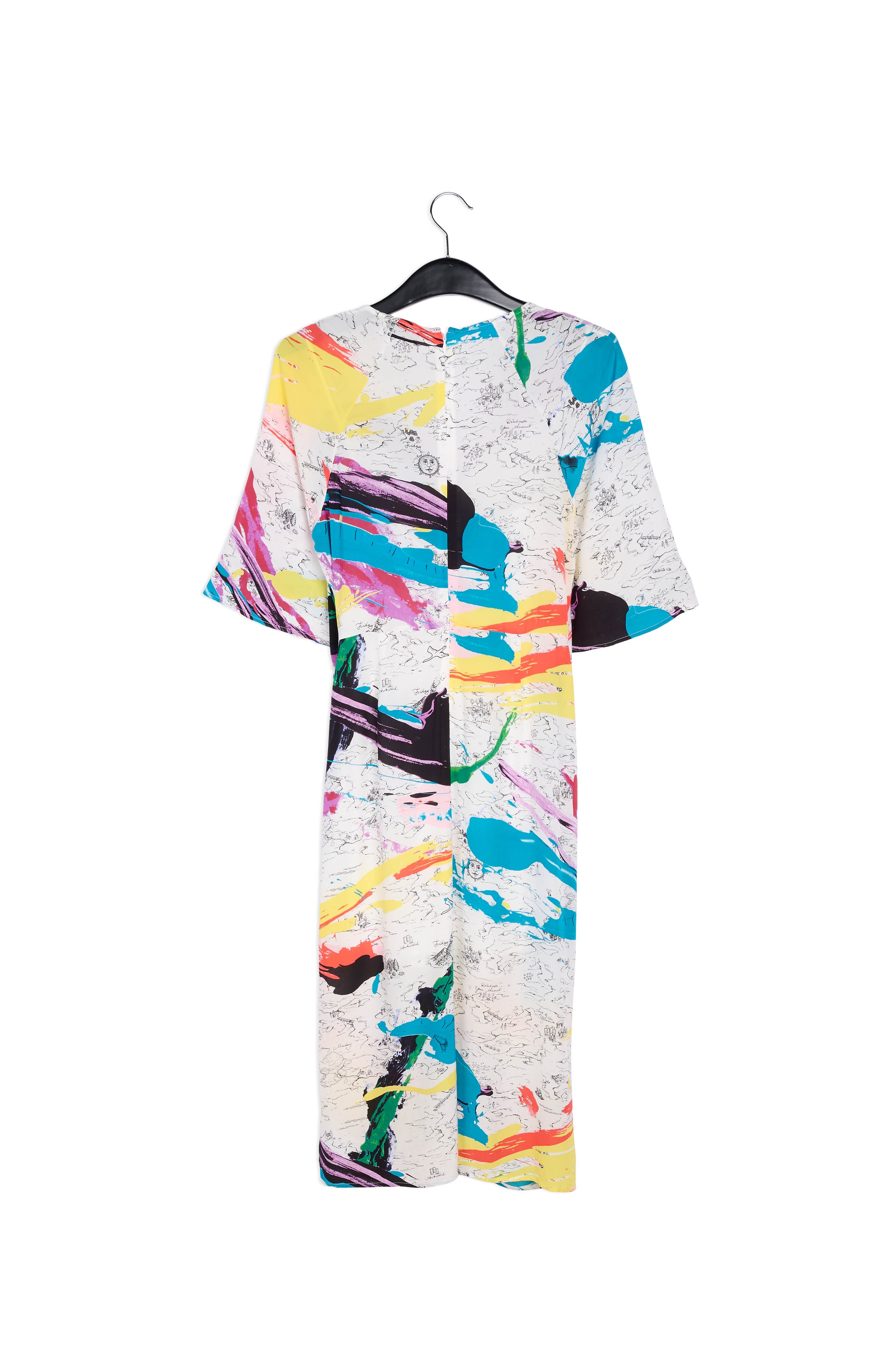 Gebroken witte midi-jurk met verfstrepen RE—SSENTIEL | Essentiel second hand