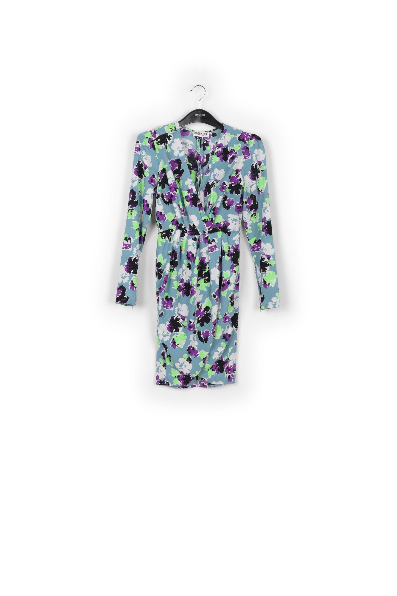 Light blue floral mini wrap dress RE—SSENTIEL | Essentiel second hand