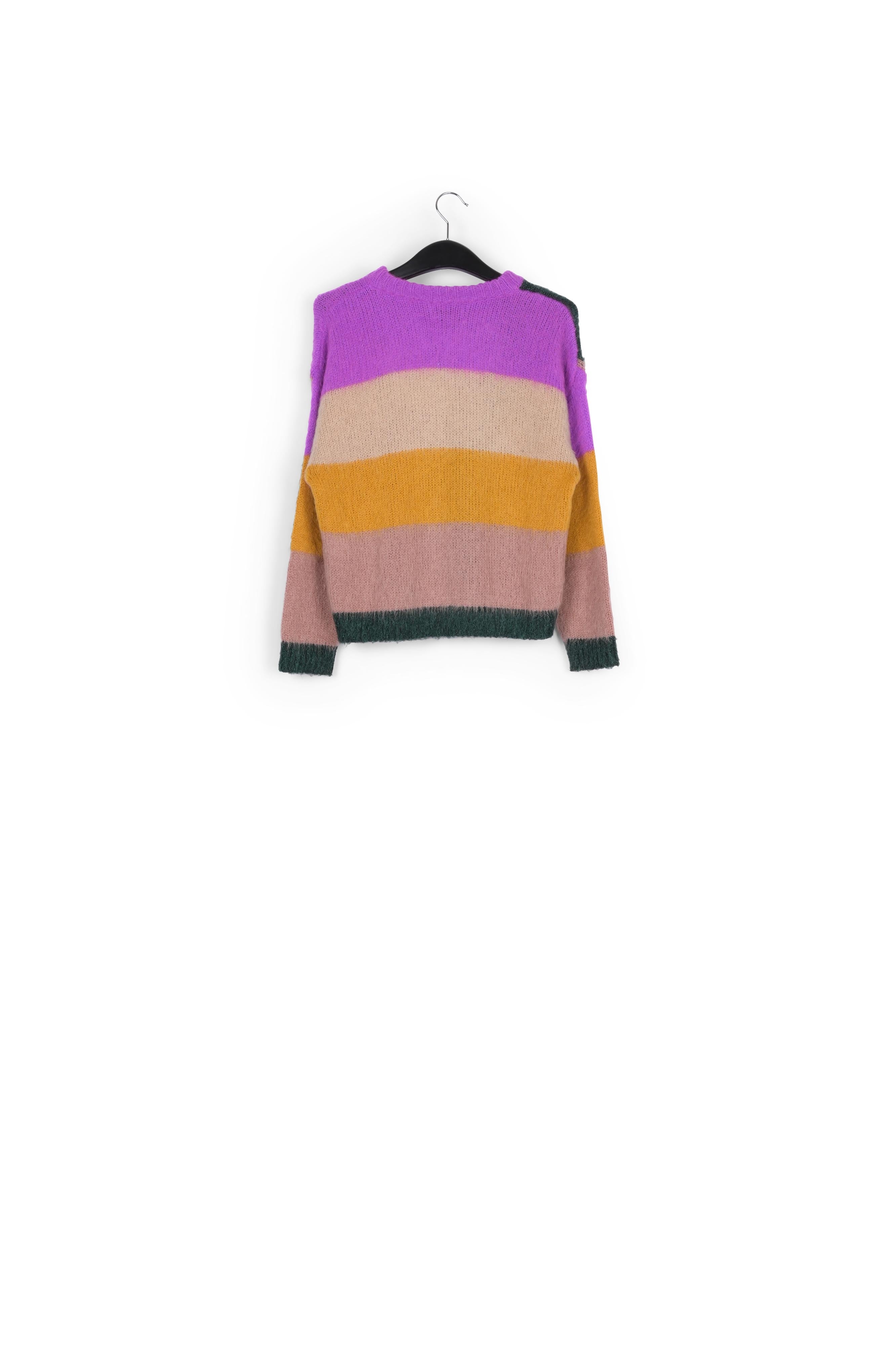 Pull en tricot intarsia vert foncé, bleu et rouge RE—SSENTIEL | Essentiel second hand