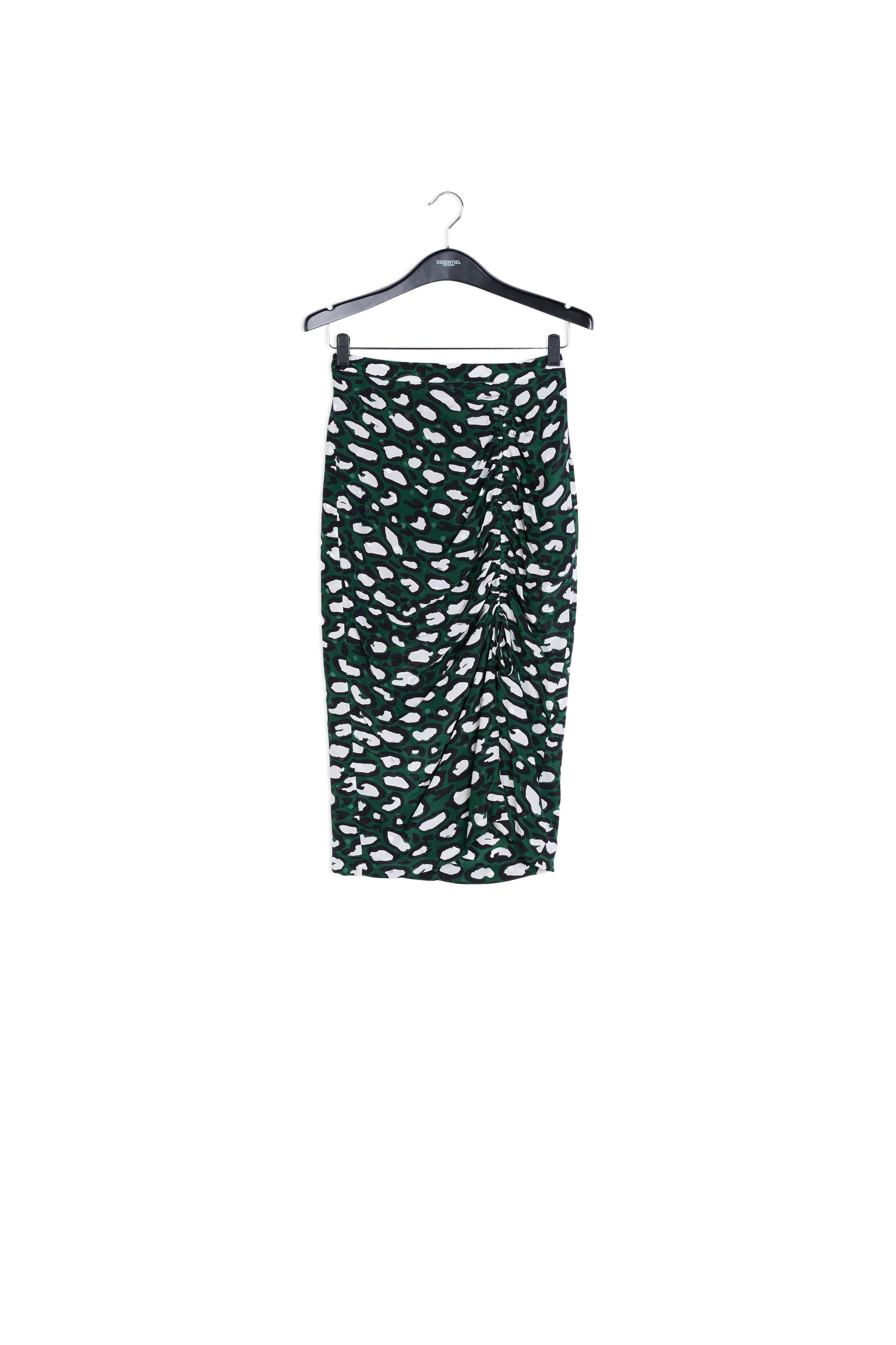 Jupe crayon en soie vert kaki à imprimé léopard RE—SSENTIEL | Essentiel second hand