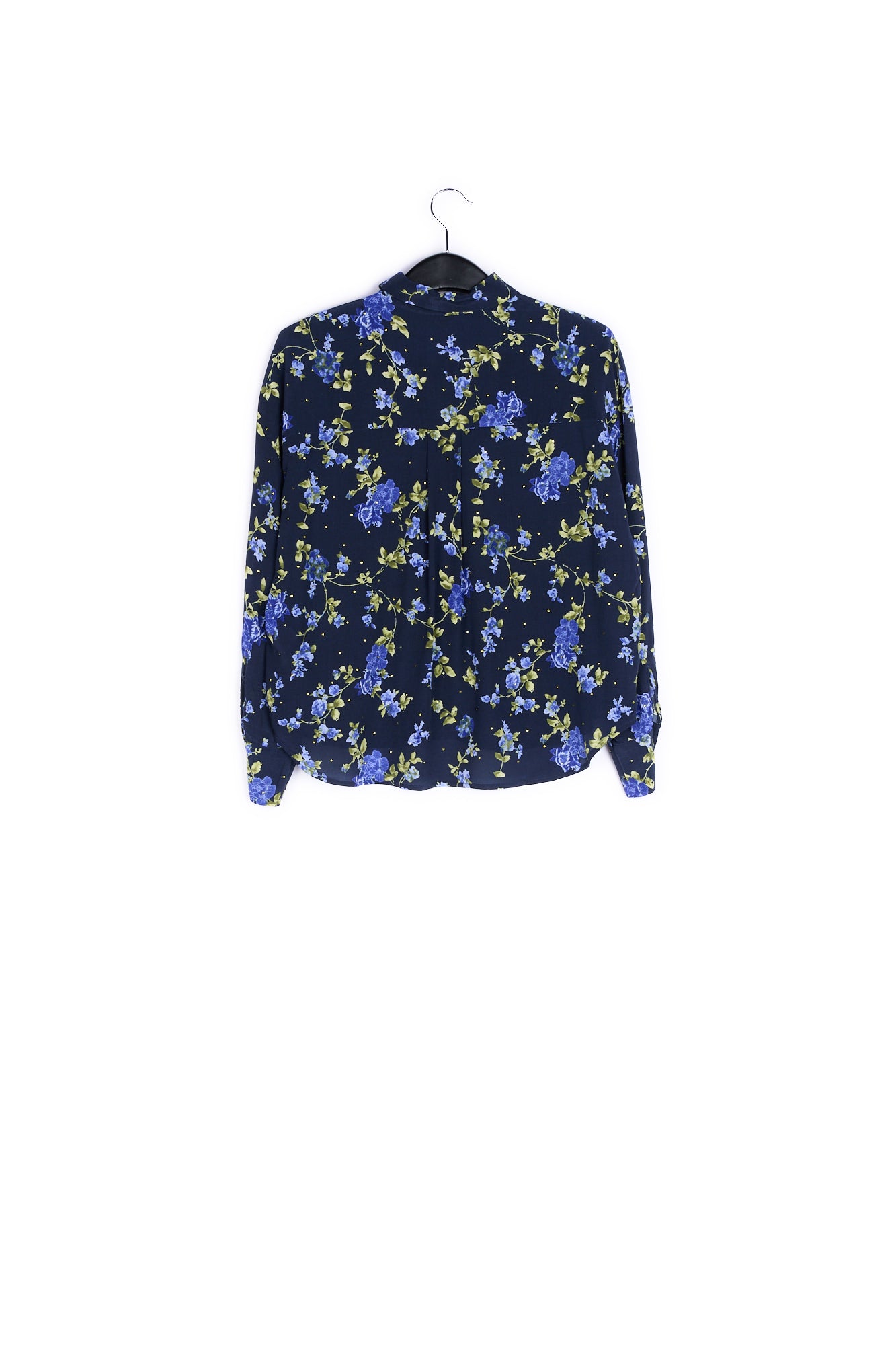 Dark bluefloral print shirt with rhinestones RE—SSENTIEL | Essentiel second hand