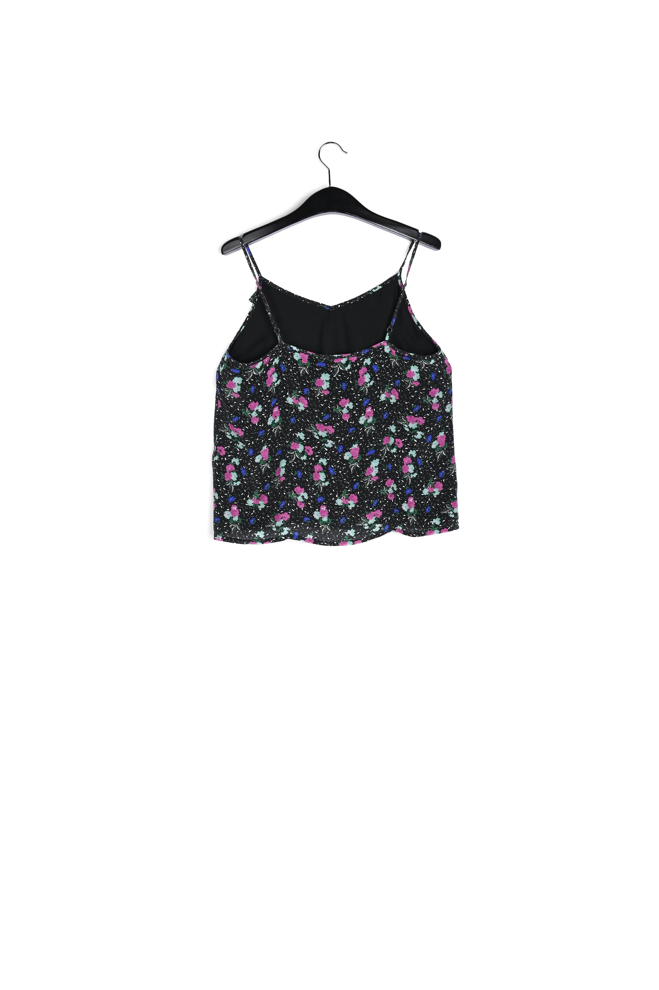 Black floral-print frilled camisole RE—SSENTIEL | Essentiel second hand