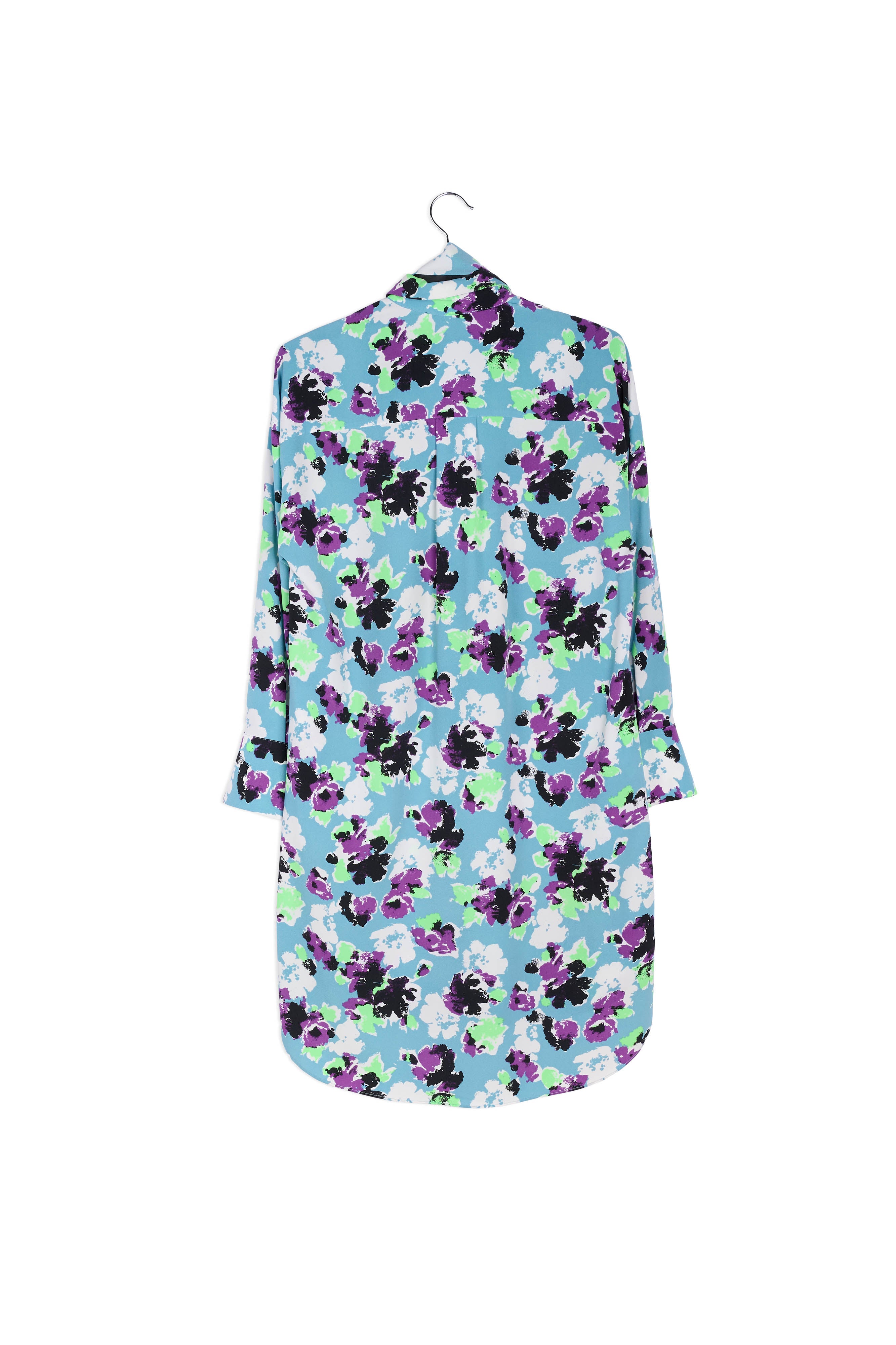 Lichtblauwe mini-hemdjurk met bloemenprint RE—SSENTIEL | Essentiel second hand