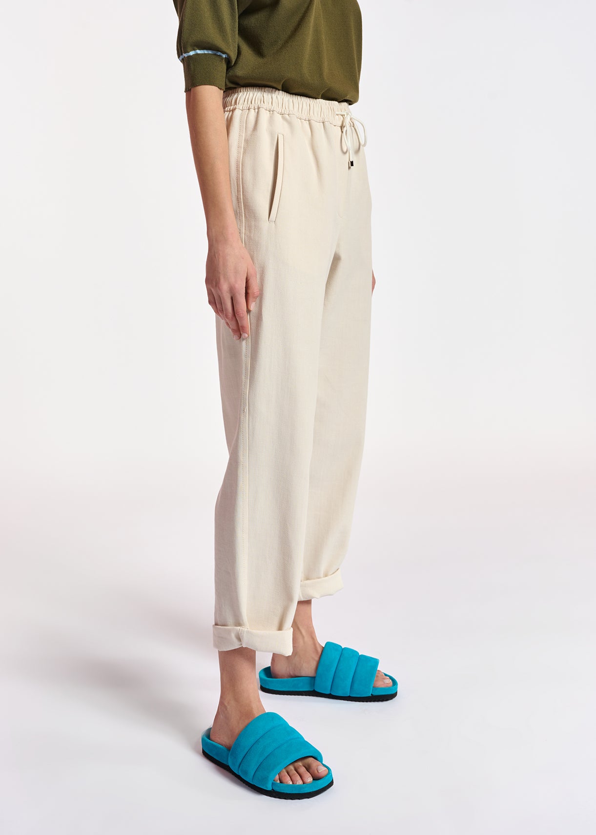 Off-white cotton tapered pants RE—SSENTIEL | Essentiel second hand