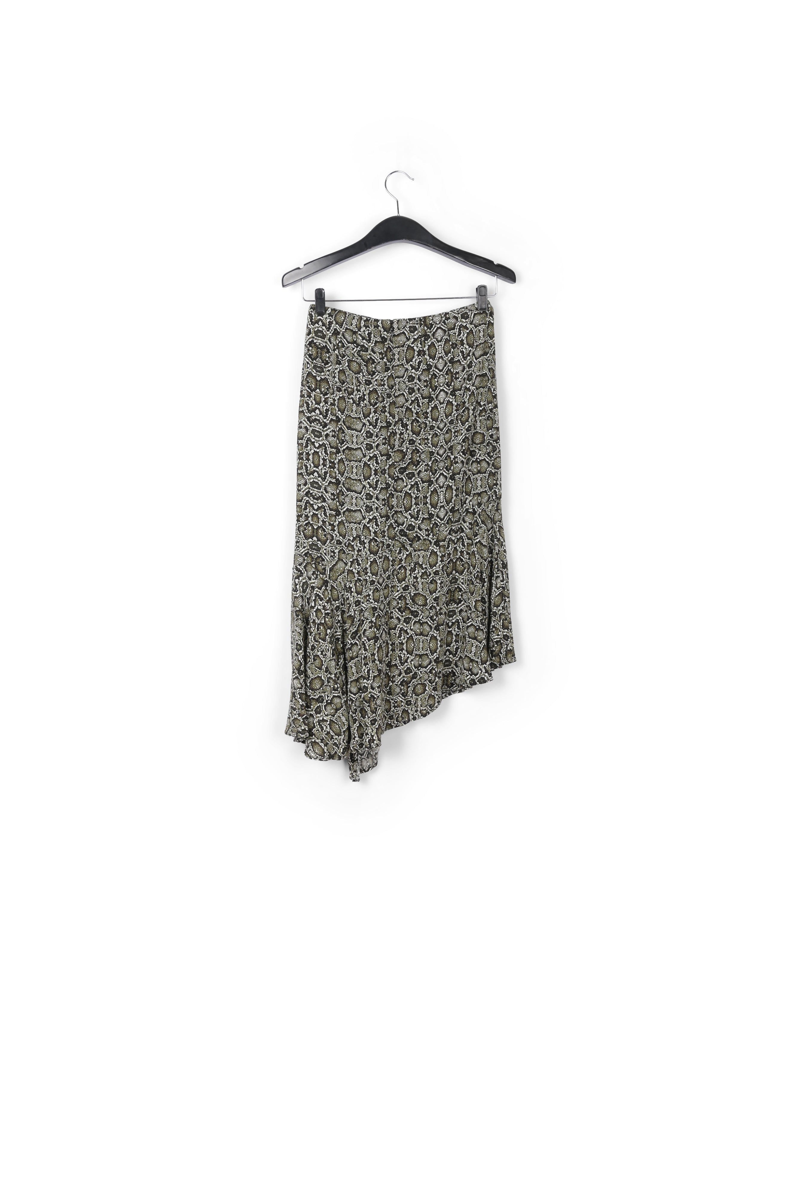 Kakigroene midirok met slangenprint RE—SSENTIEL | Essentiel second hand