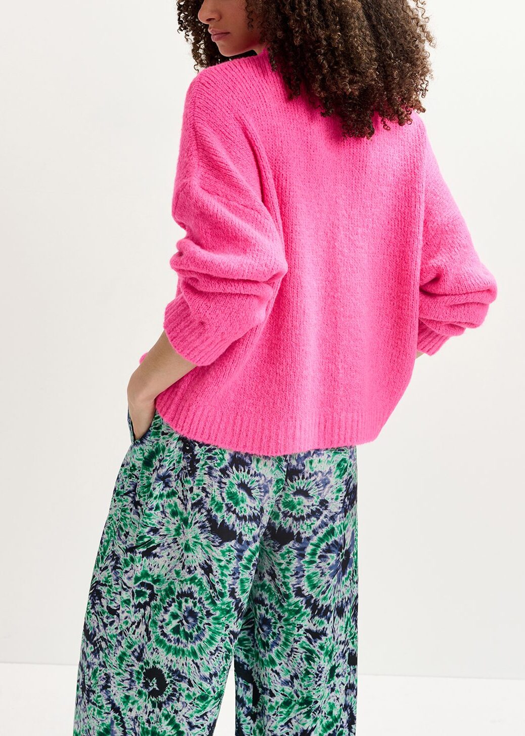 Neon pink chunky knit sweater RE—SSENTIEL | Essentiel second hand