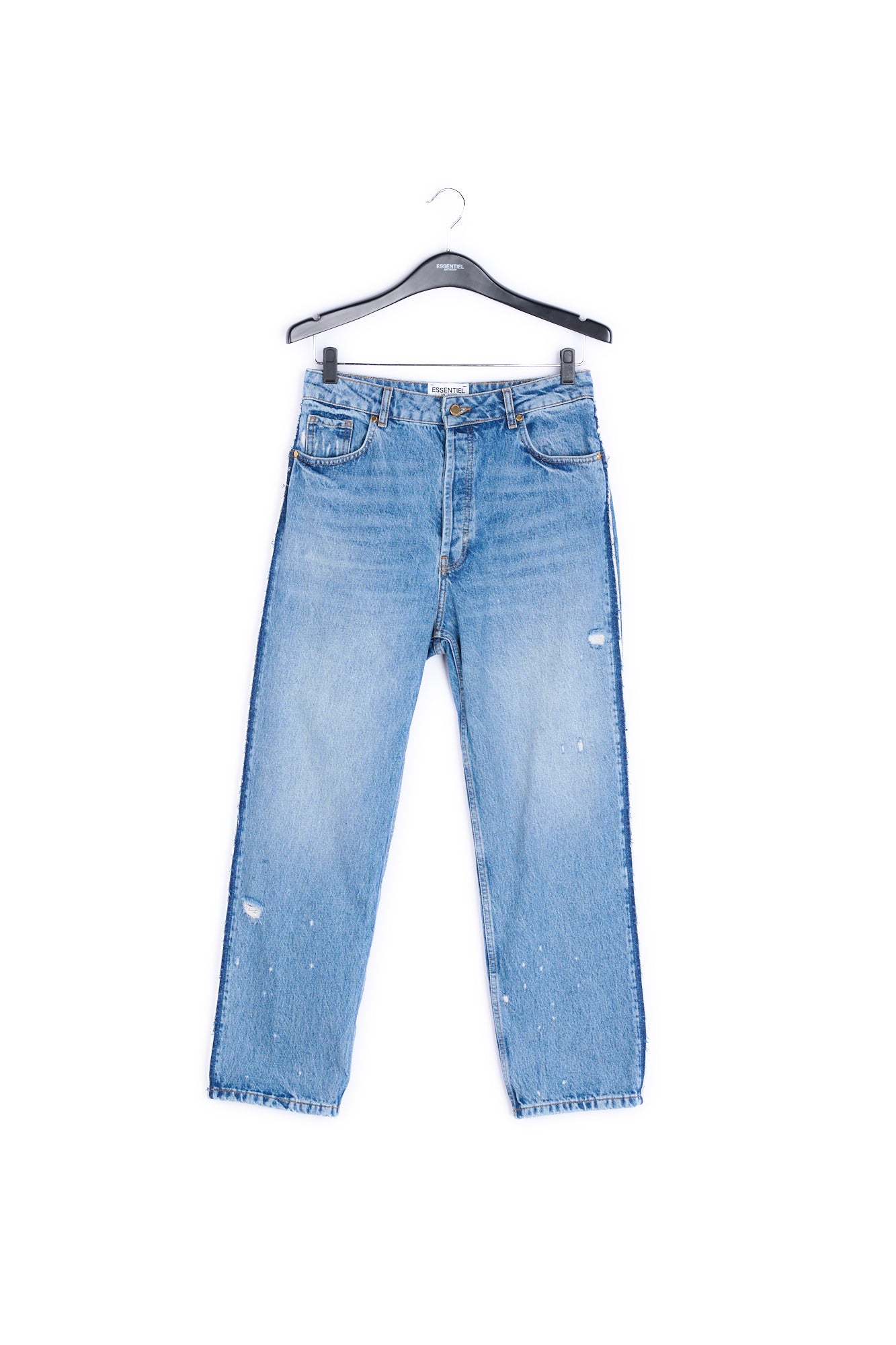 Donkerblauwe afgewassen jeans met hoge taille RE—SSENTIEL | Essentiel second hand