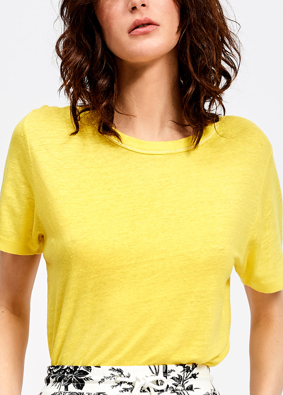 Yellow linen summer t-shirt RE—SSENTIEL | Essentiel second hand