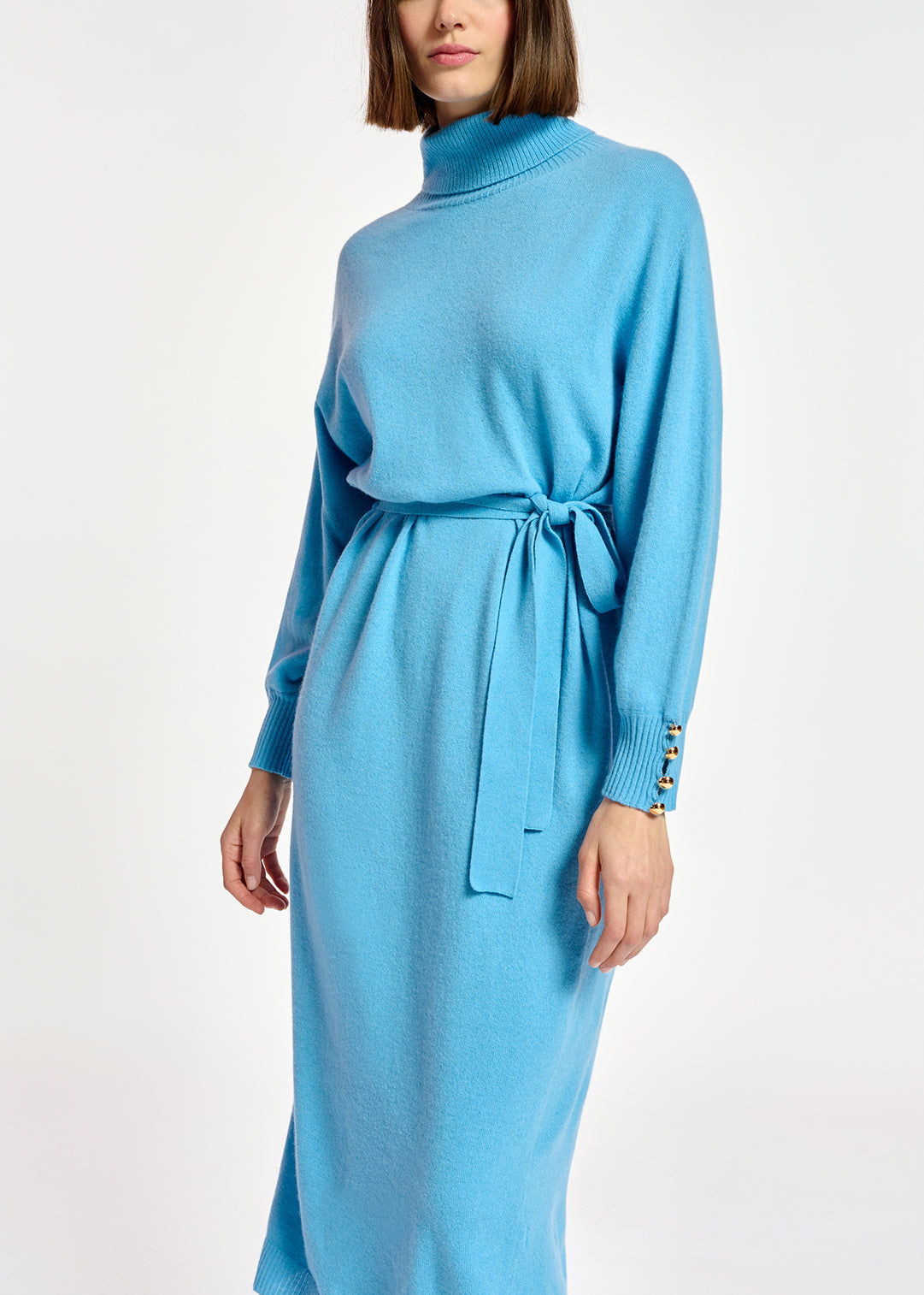 Blue turtleneck knit dress RE—SSENTIEL | Essentiel second hand