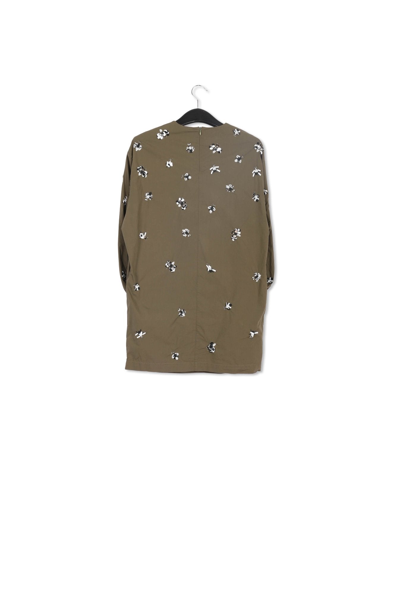 Robe kaki en coton popeline à  paillettes RE—SSENTIEL | Essentiel second hand