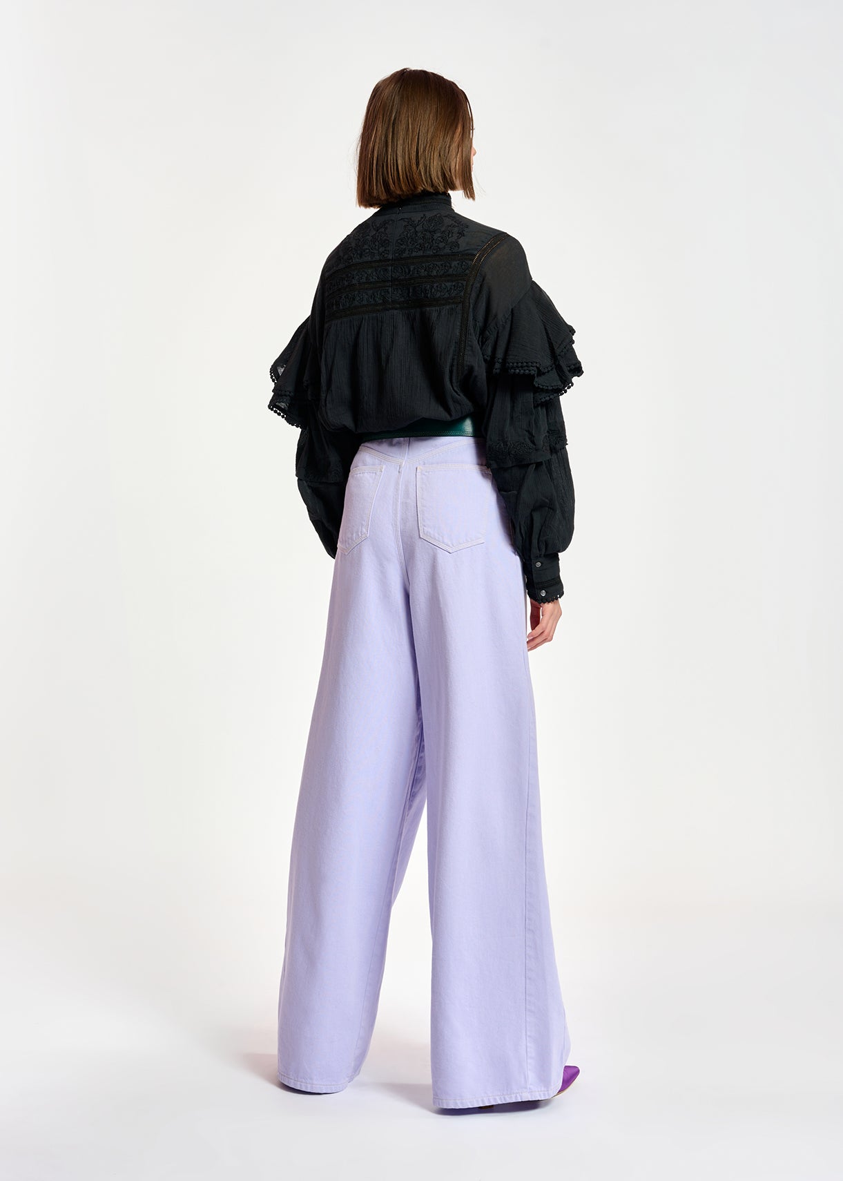Lilac denim wide-leg jeans RE—SSENTIEL | Essentiel second hand