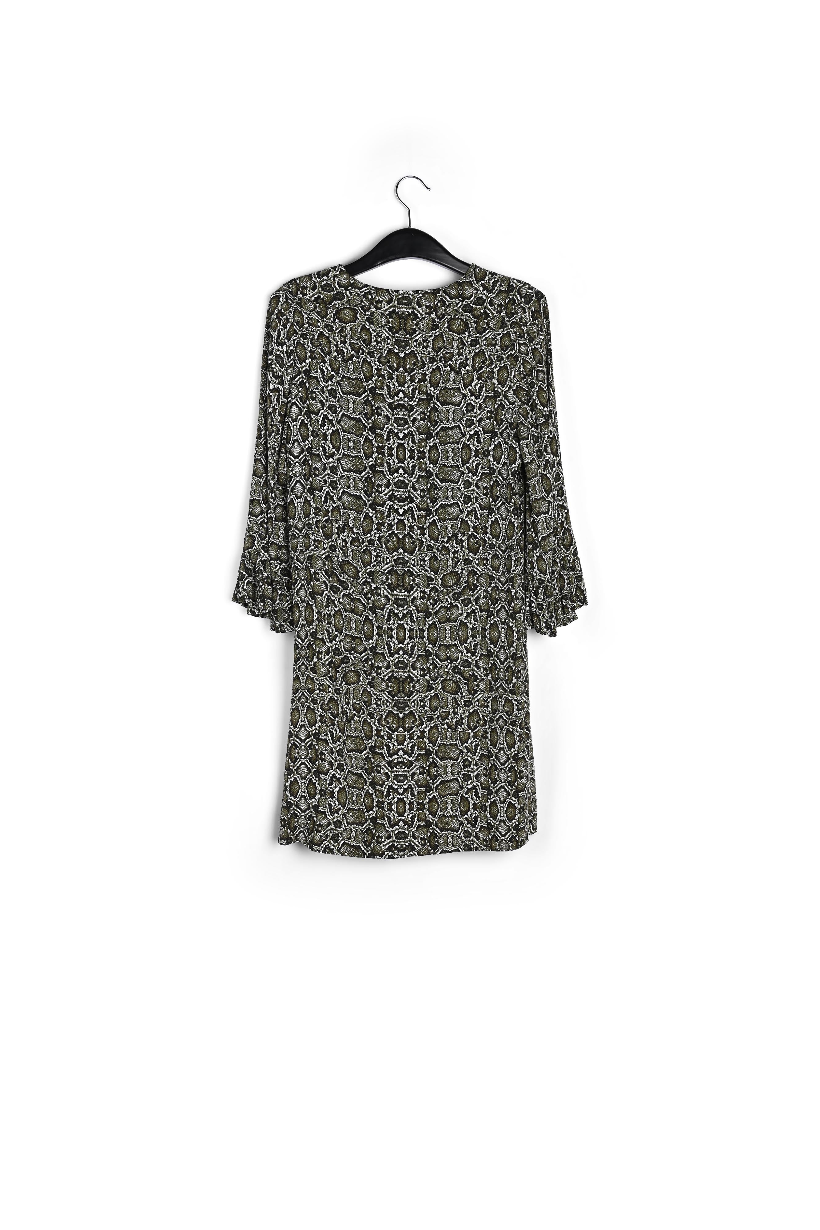 Kakigroene mini-jurk met slangenprint RE—SSENTIEL | Essentiel second hand