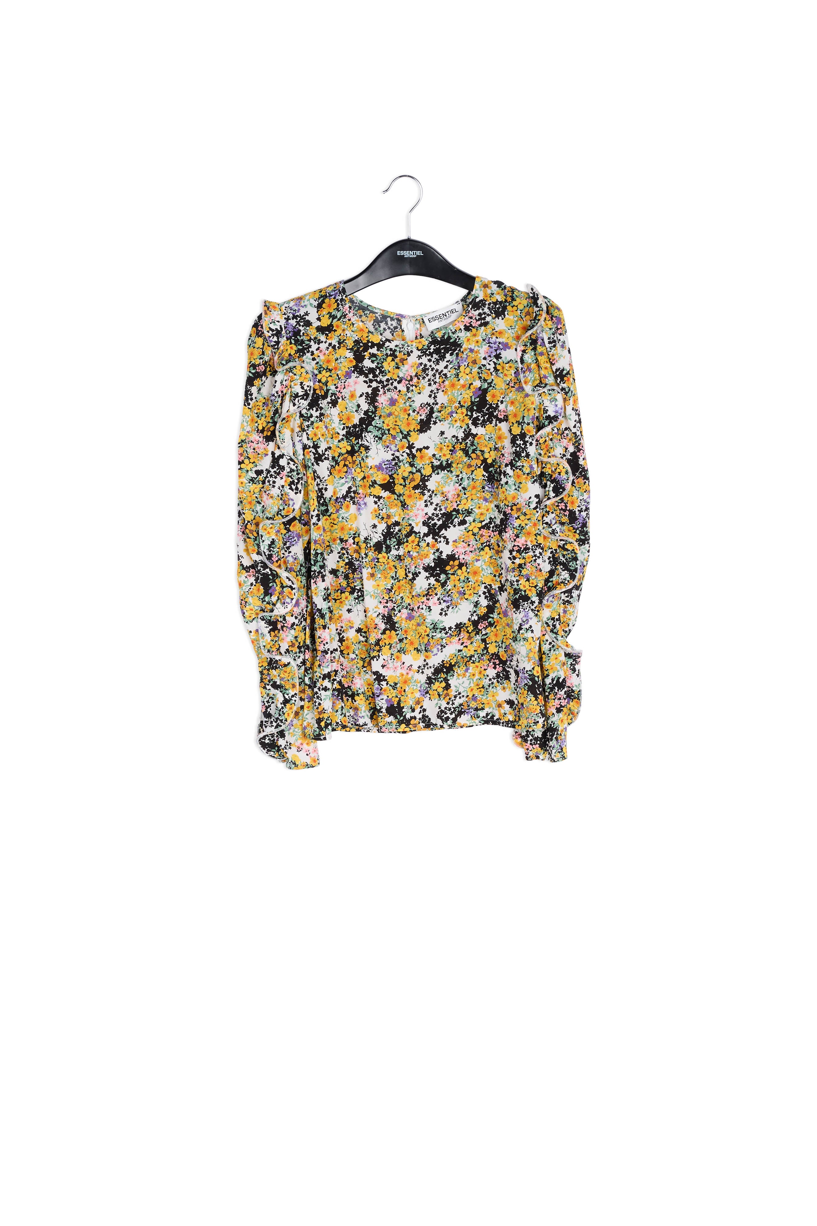 Off-white ruffled floral-print top RE—SSENTIEL | Essentiel second hand