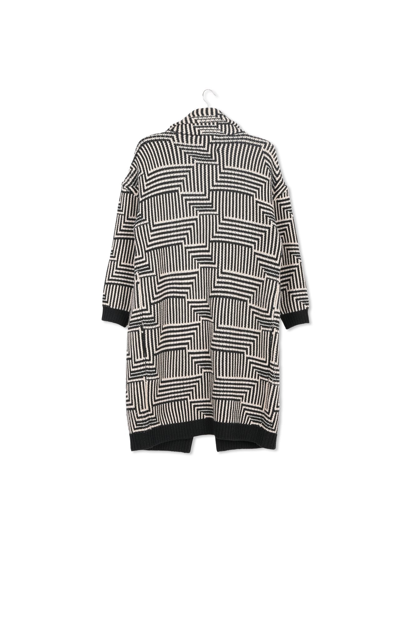 Off-white and black jacquard-knit cardigan RE—SSENTIEL | Essentiel second hand