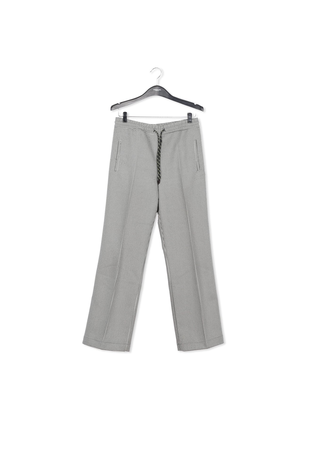 Black and off-white houndstooth pants with drawstring RE—SSENTIEL | Essentiel second hand