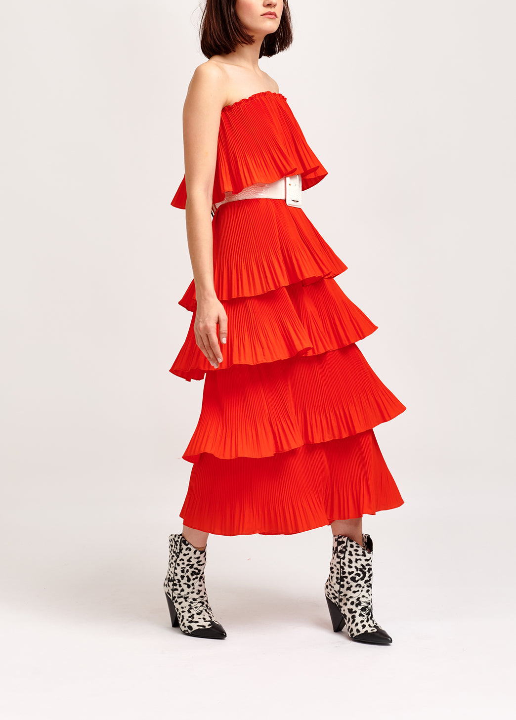 Orange tiered strapless dress RE—SSENTIEL | Essentiel second hand
