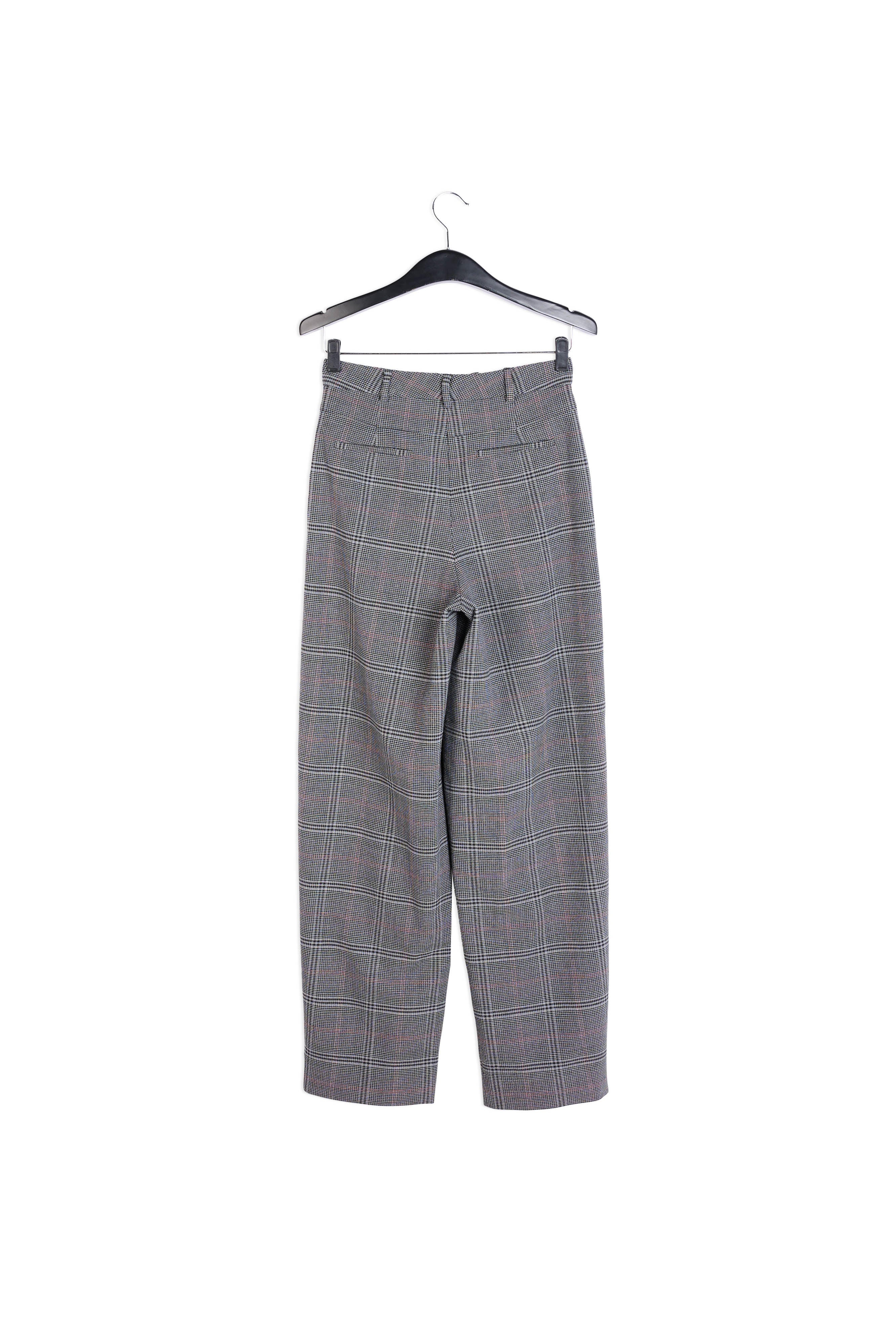 Pantalon taille haute gris à carreaux RE—SSENTIEL | Essentiel second hand