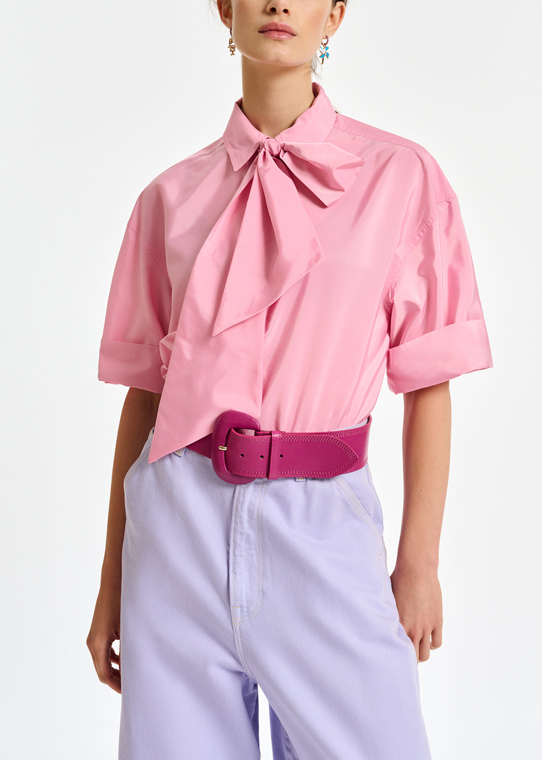 Chemise à rayures rose clair avec nœud RE—SSENTIEL | Essentiel second hand