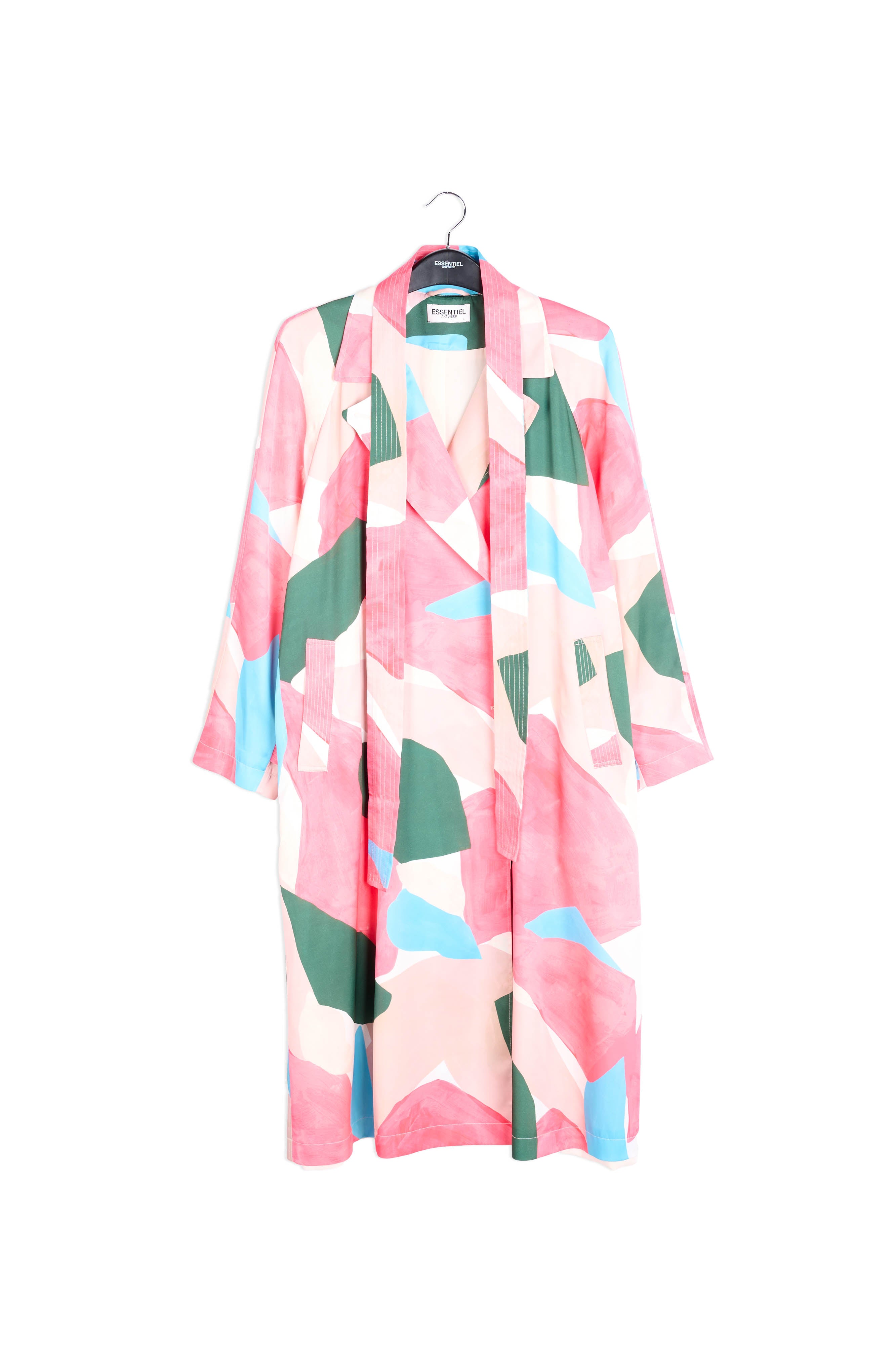 Light pink, pink and blue trench coat dress RE—SSENTIEL | Essentiel second hand