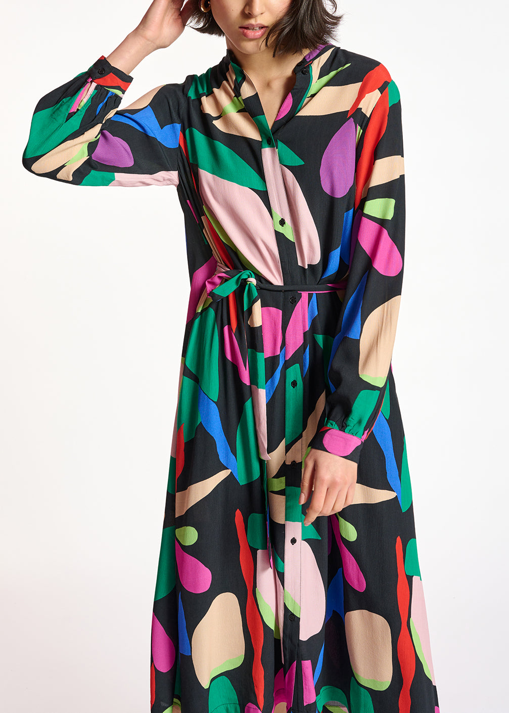 Black graphic-print shirt dress RE—SSENTIEL | Essentiel second hand