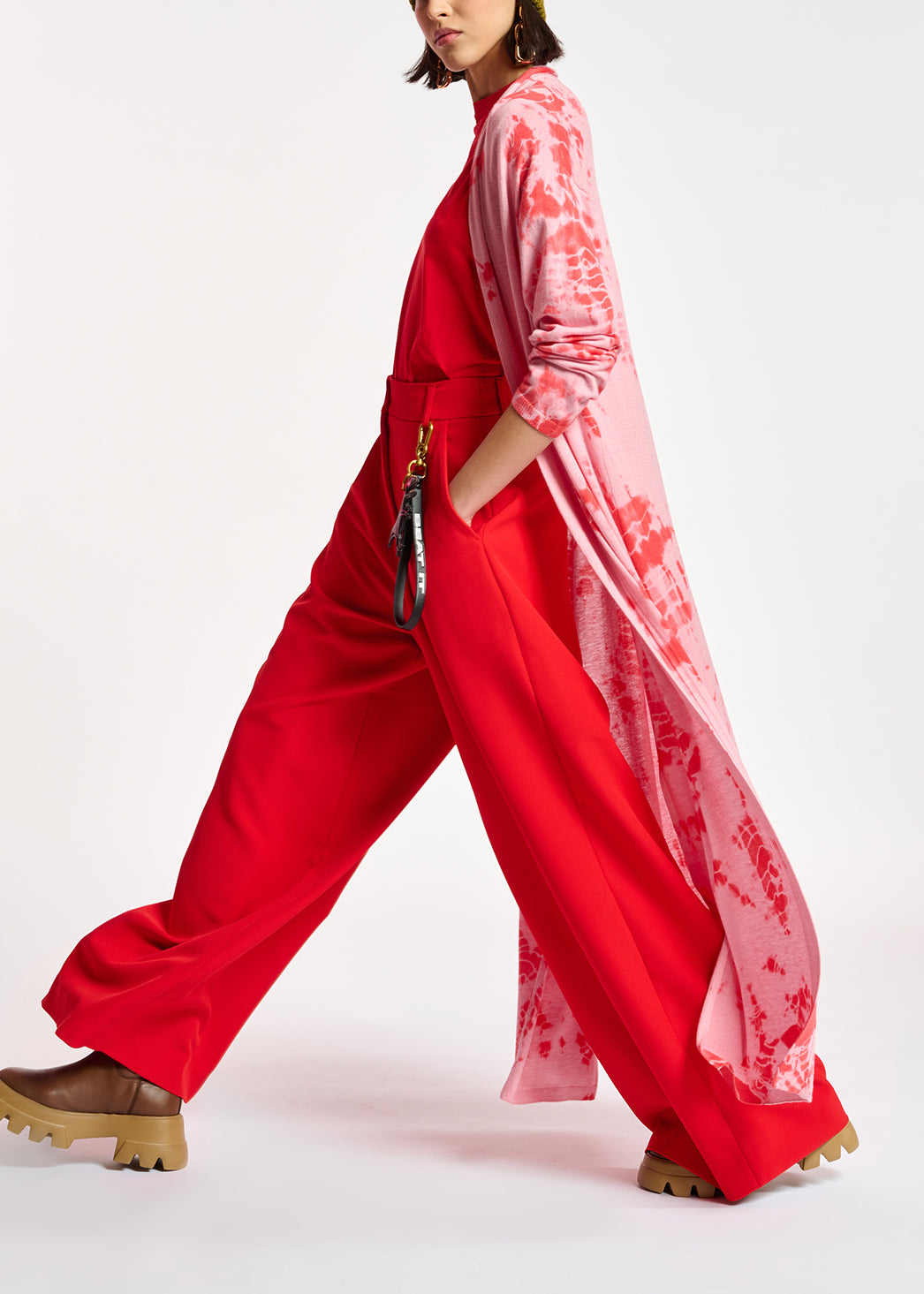 Long cardigan tie-dye rose et rouge RE—SSENTIEL | Essentiel second hand