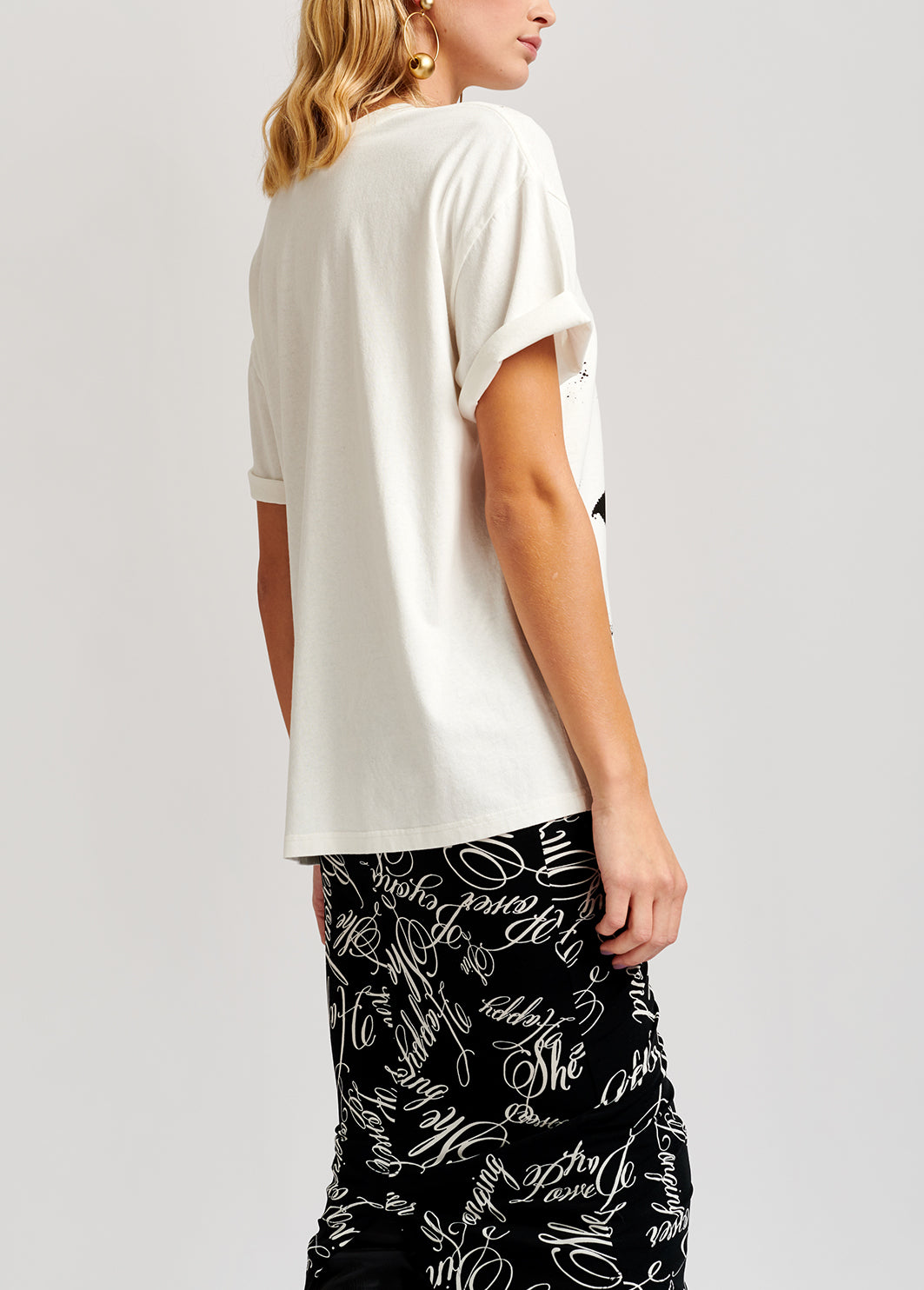 Off-white cotton-jersey face-print t-shirt RE—SSENTIEL | Essentiel second hand