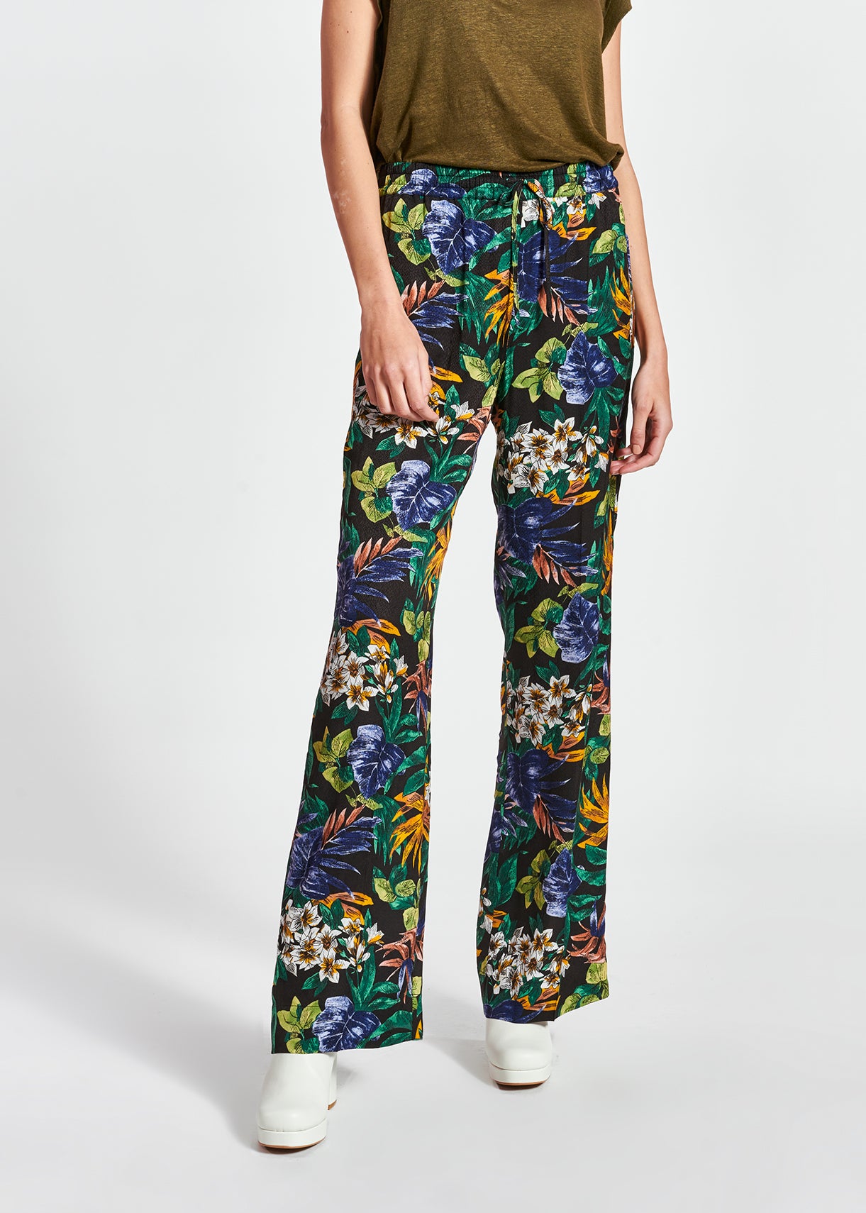 Wijde broek met kleurrijke bloemenprint RE—SSENTIEL | Essentiel second hand