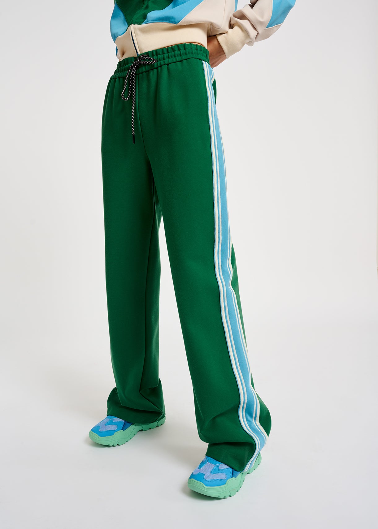 Green track pants with blue and off-white stripes RE—SSENTIEL | Essentiel second hand