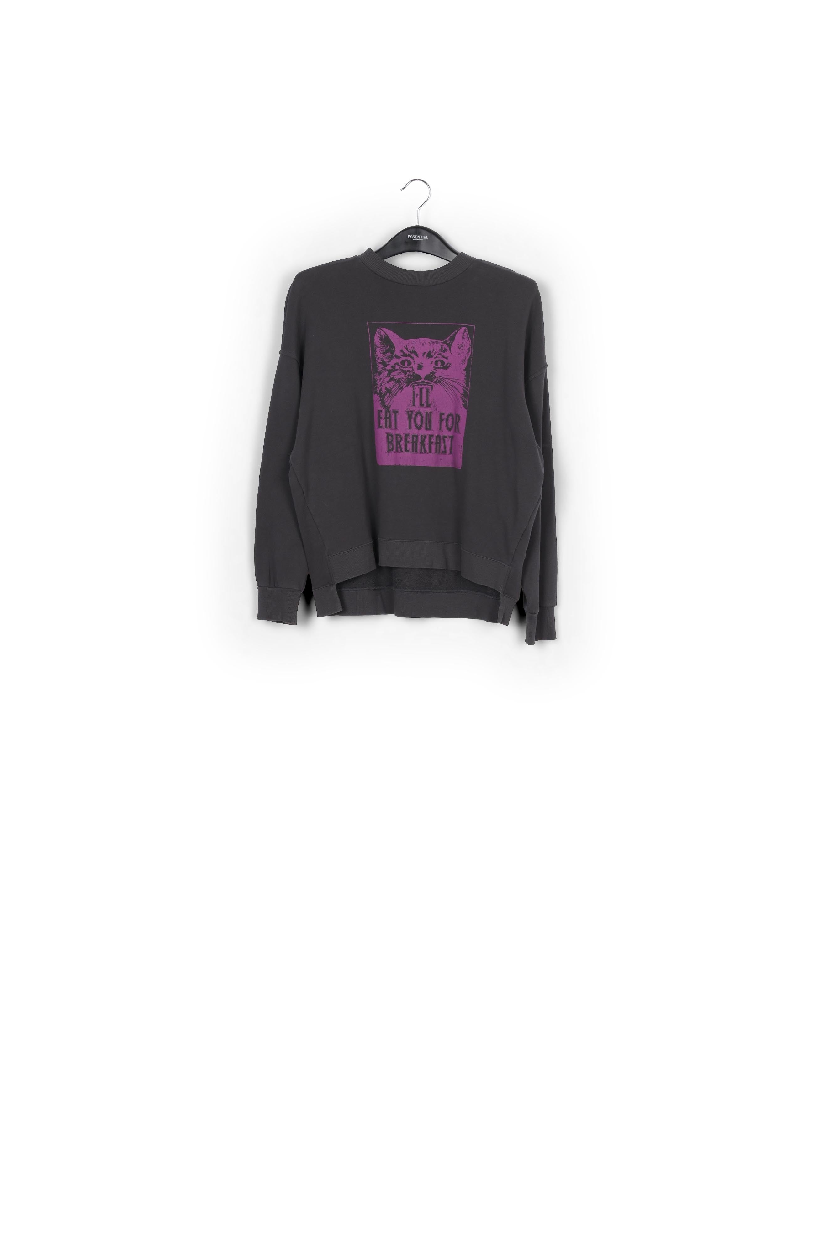 Sweat-shirt « atomic cat » en jersey de coton noir RE—SSENTIEL | Essentiel second hand