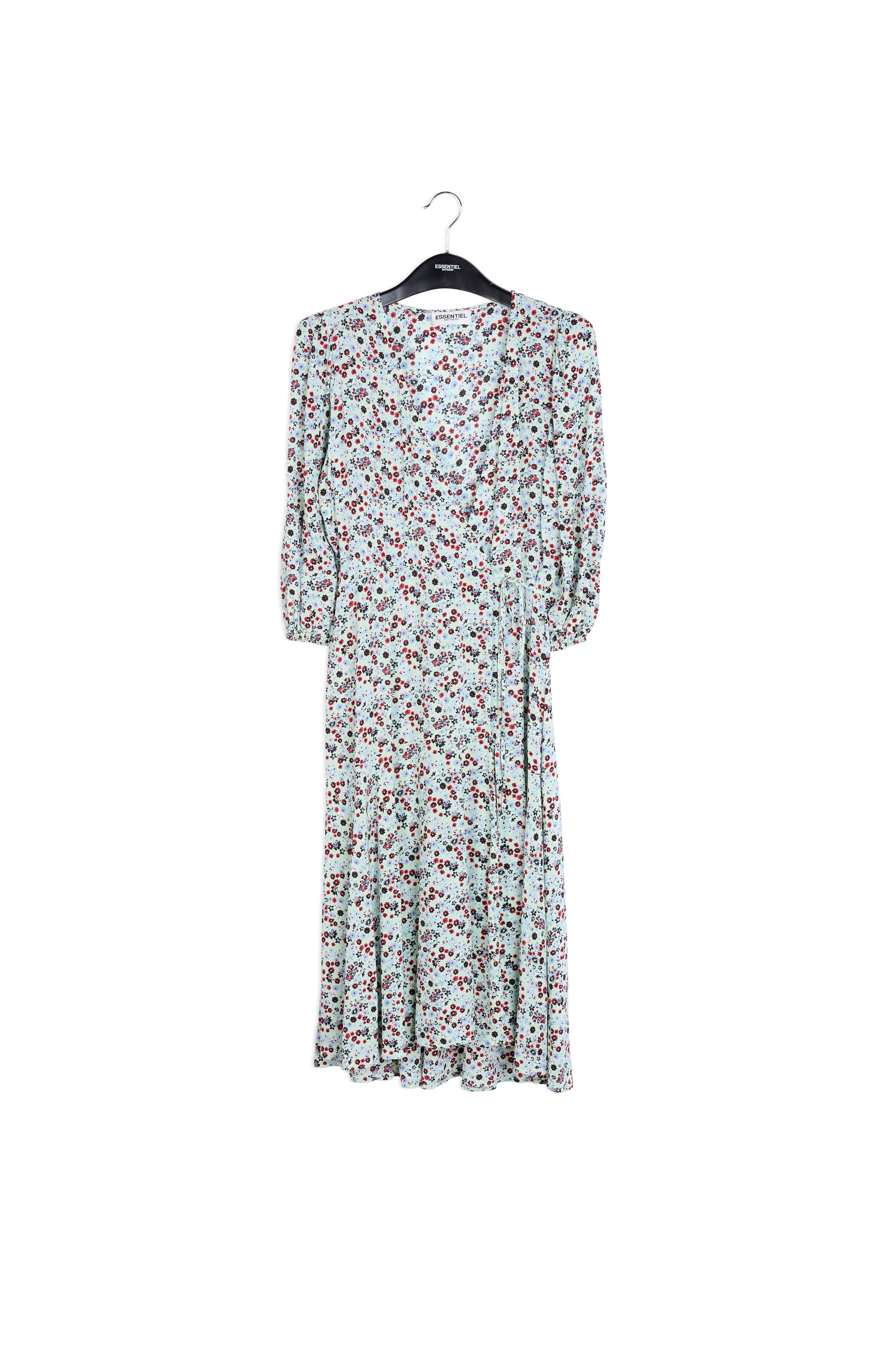 Mint green floral-print wrap maxi dress RE—SSENTIEL | Essentiel second hand