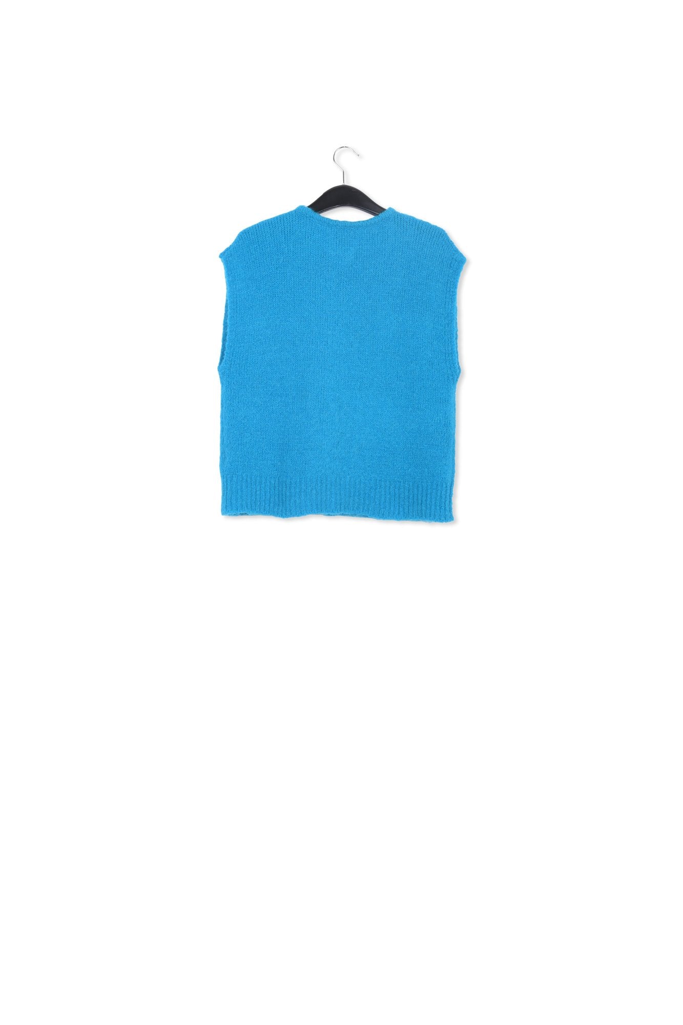 Blue sleeveless mohair-blend cardigan RE—SSENTIEL | Essentiel second hand