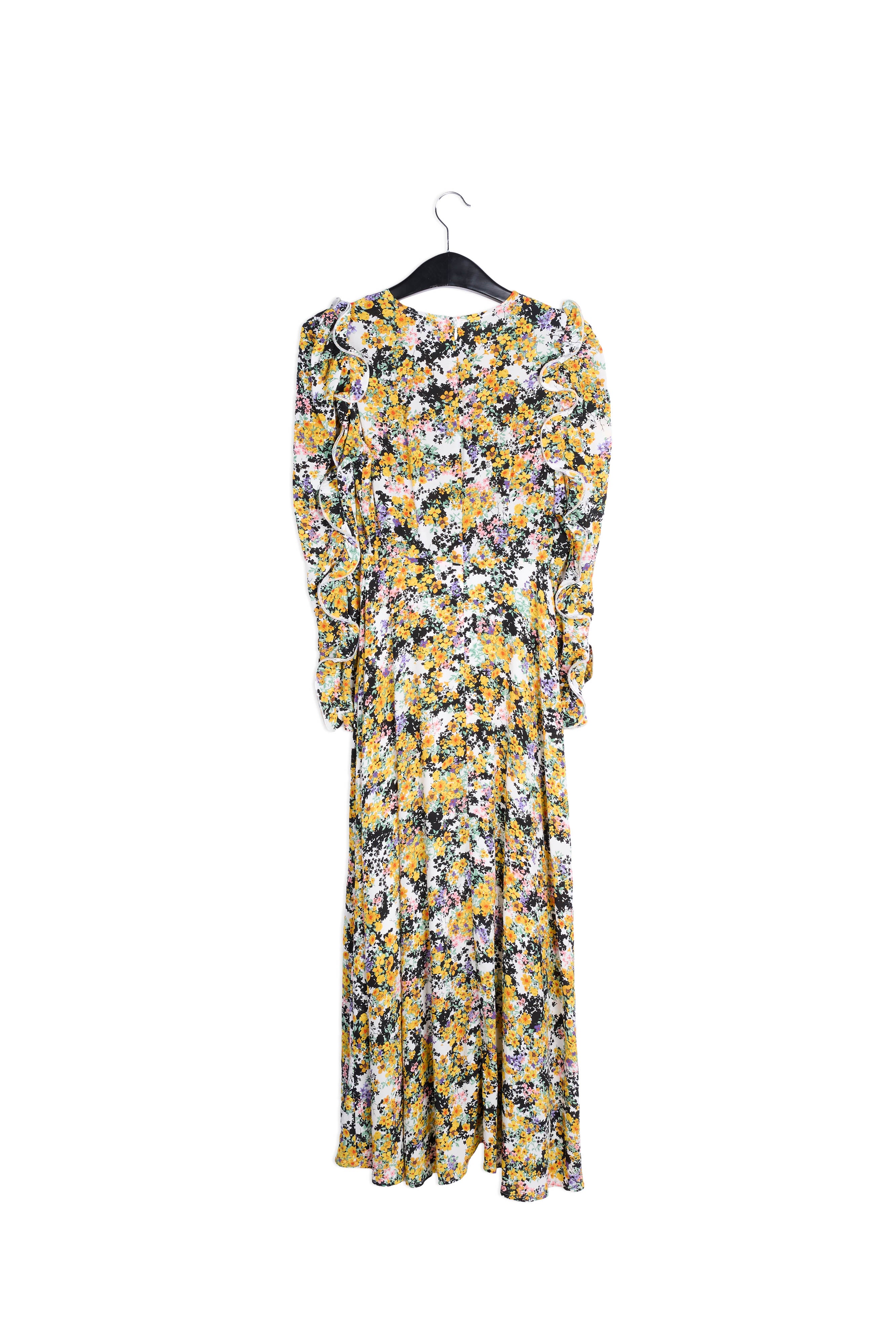 Off-white ruffled floral-print maxi dress RE—SSENTIEL | Essentiel second hand