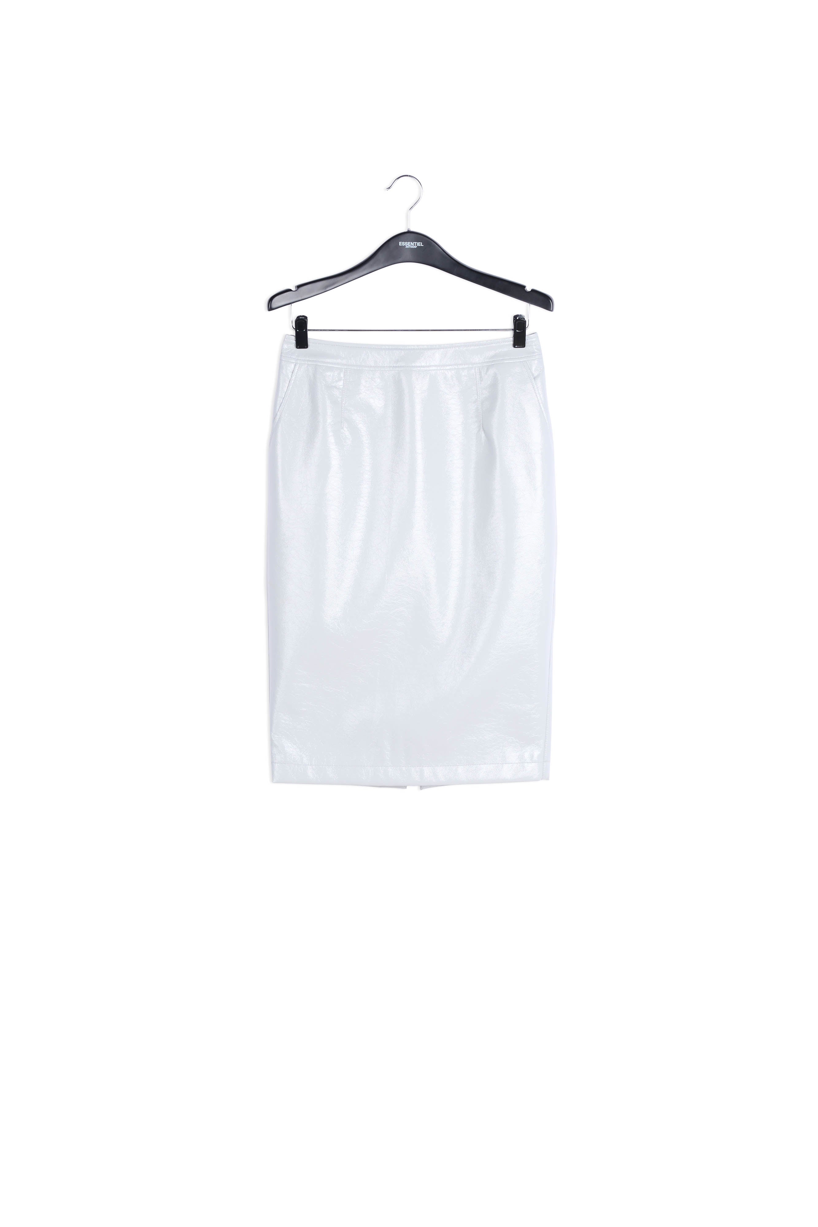 Grey faux patent-leather pencil skirt RE—SSENTIEL | Essentiel second hand