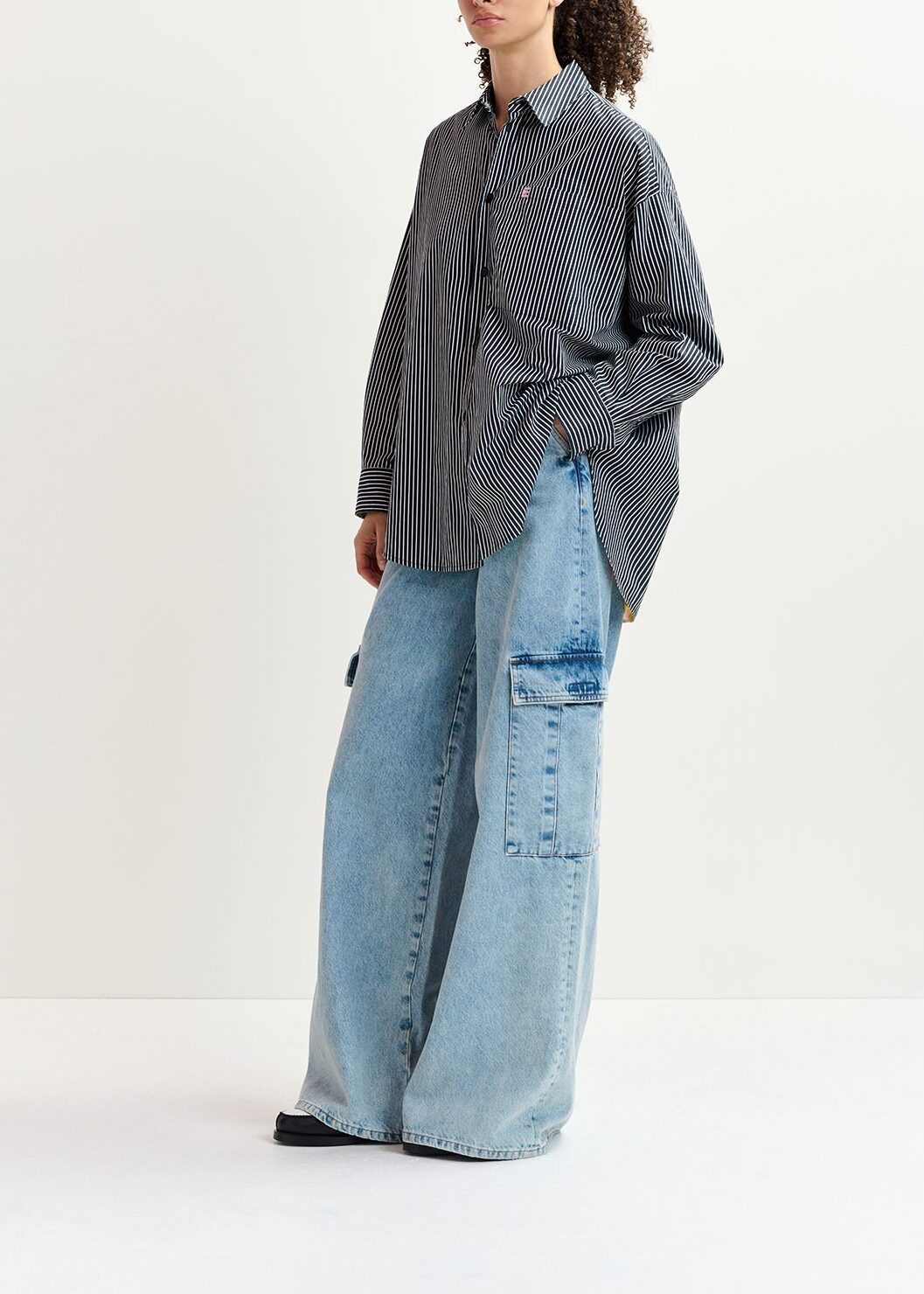 Reversible navy blue and white striped shirt RE—SSENTIEL | Essentiel second hand